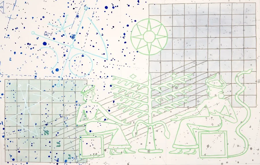 Jesse Bransford, Venus Drawing Power From The Moon , 2010, 65x41", Acrylic and graphite on paper.