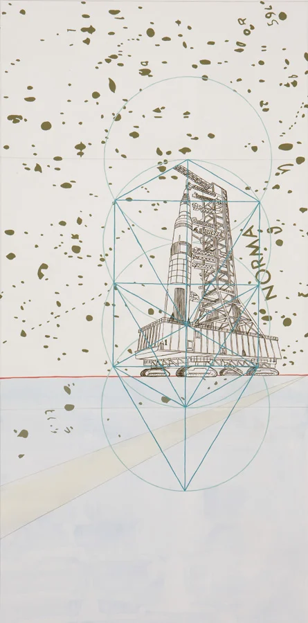 Jesse Bransford, A Celestial Model , 2010, 22x45", Acrylic and graphite on paper.