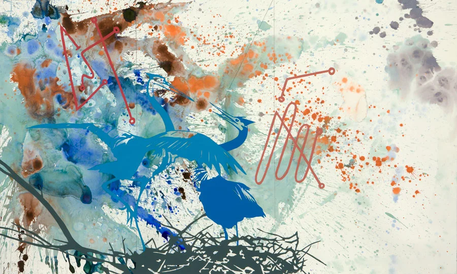 Jesse Bransford, Rising Moon (Malcha Betharsithim Hed Beruah Schehakim), 2009, 49.5x30", Acrylic, watercolor and ink and on paper.