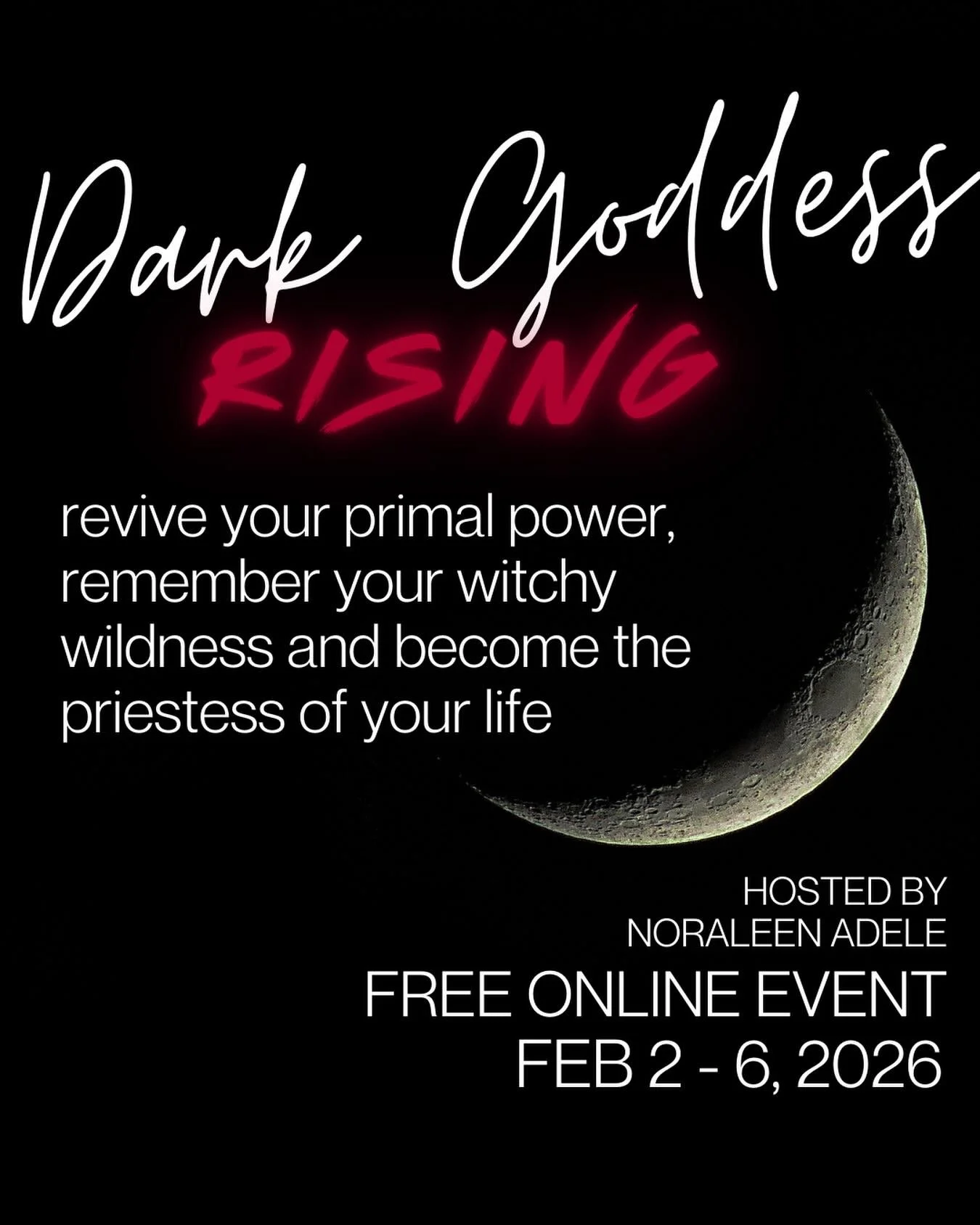 What if your power was never meant to be tidy, quiet, or easily digestible?

Dark Goddess Rising is a free virtual gathering devoted to shadow, sovereignty, and the return of the feminine in her full, untamed intelligence. I&rsquo;m honored to be one