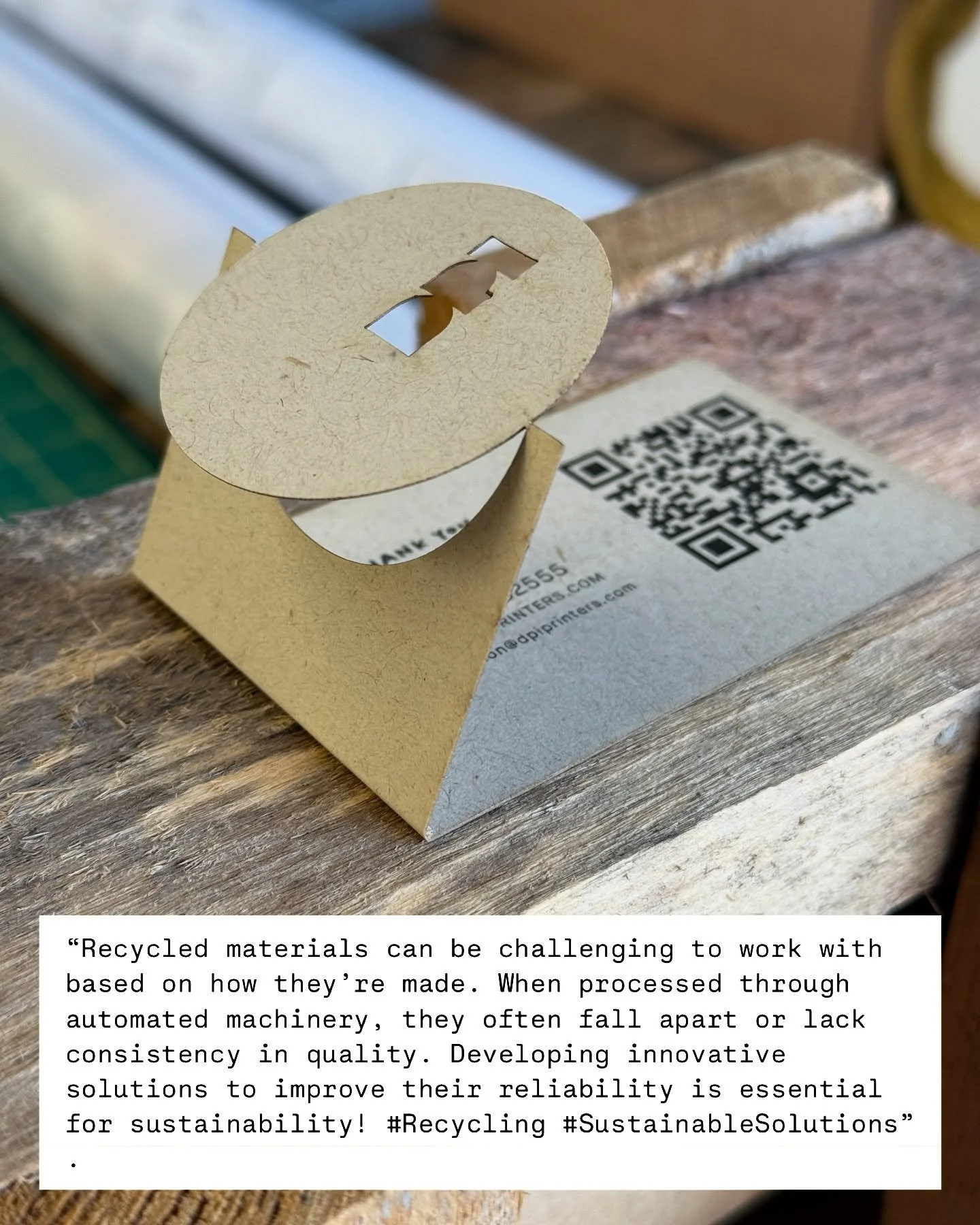 “Recycled materials can be tricky to work with due to how they’re formed. When processed through automated machinery, they often fall apart or lack consistency in quality control. Finding innovative solutions to improve their reliability