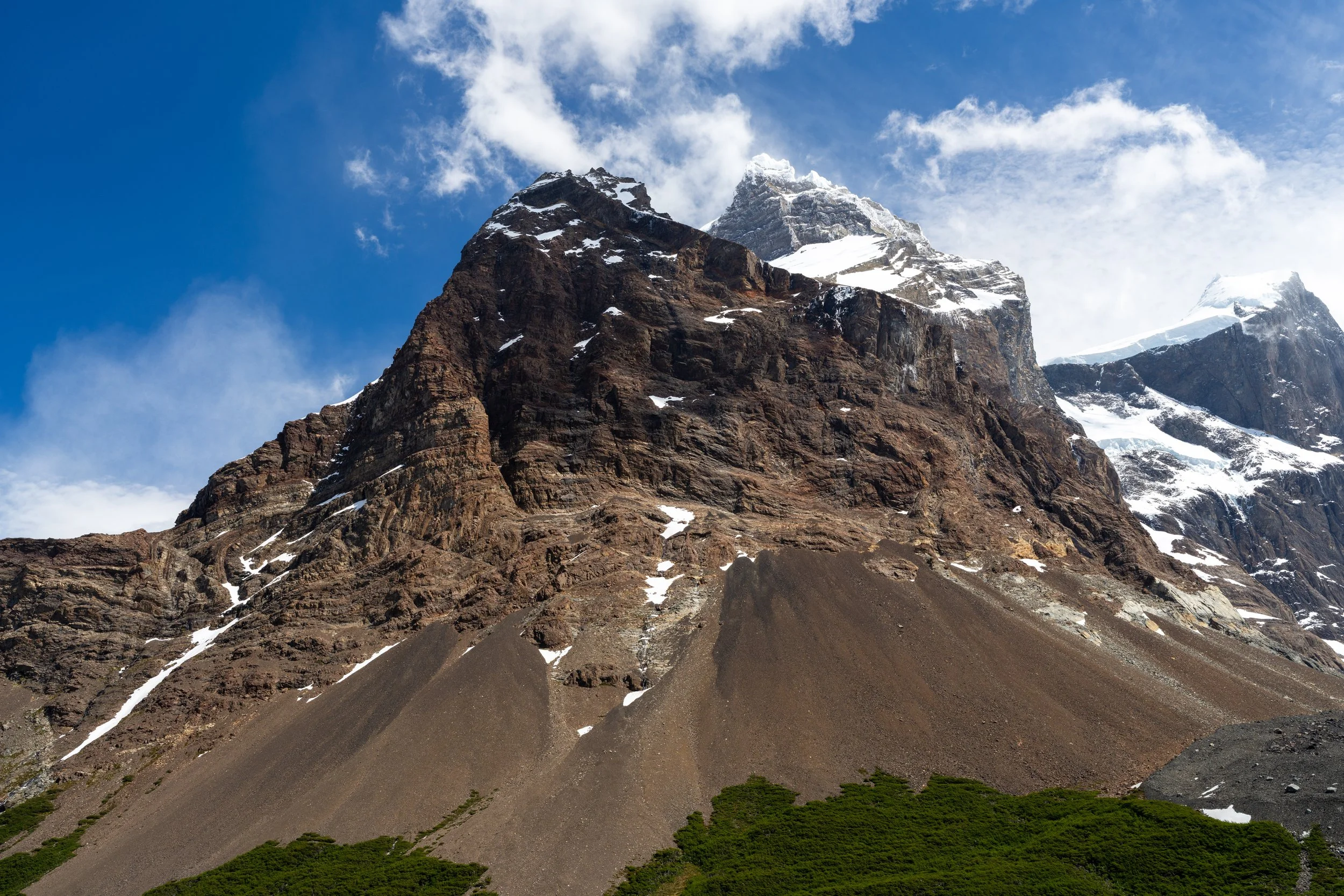 Rugged granite mountain with pine trees, Torres del Paine