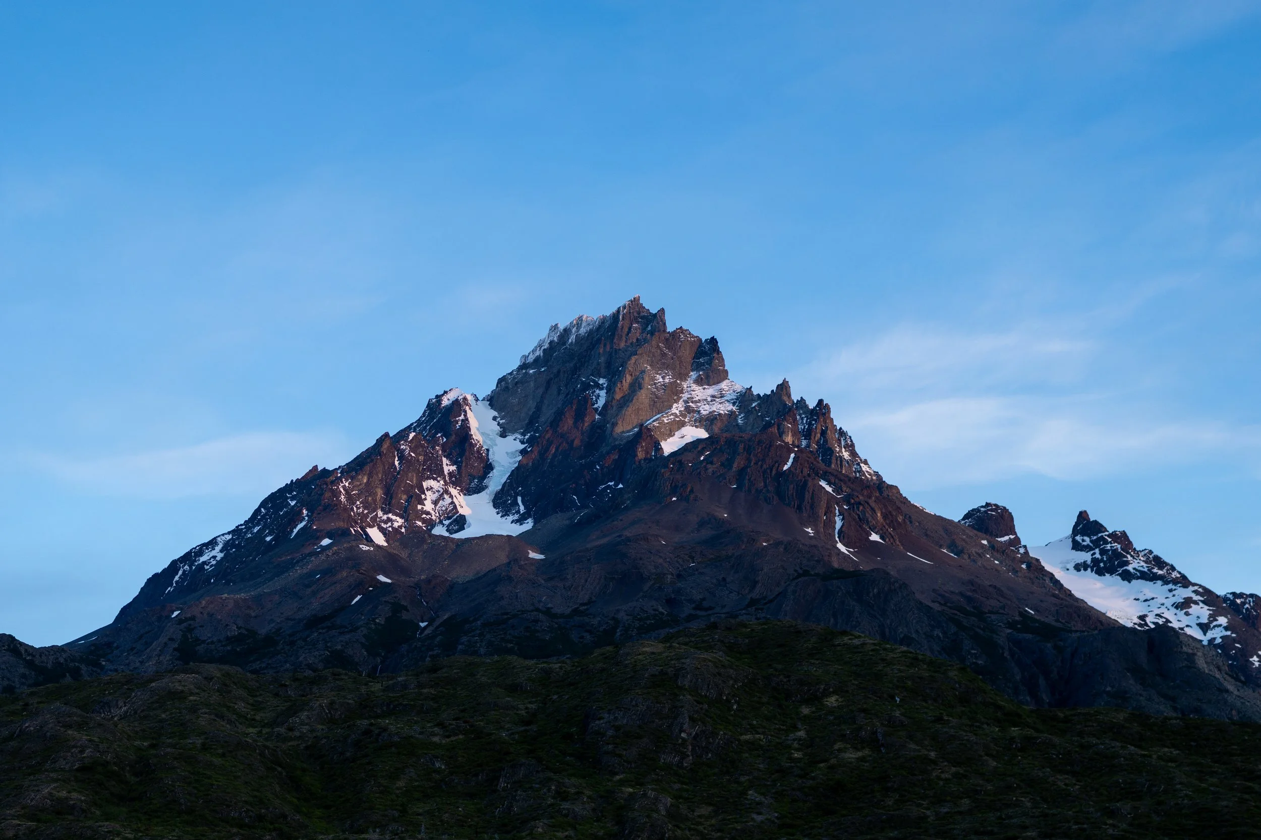 Sandy mountain peak overlooking Patagonian landscape