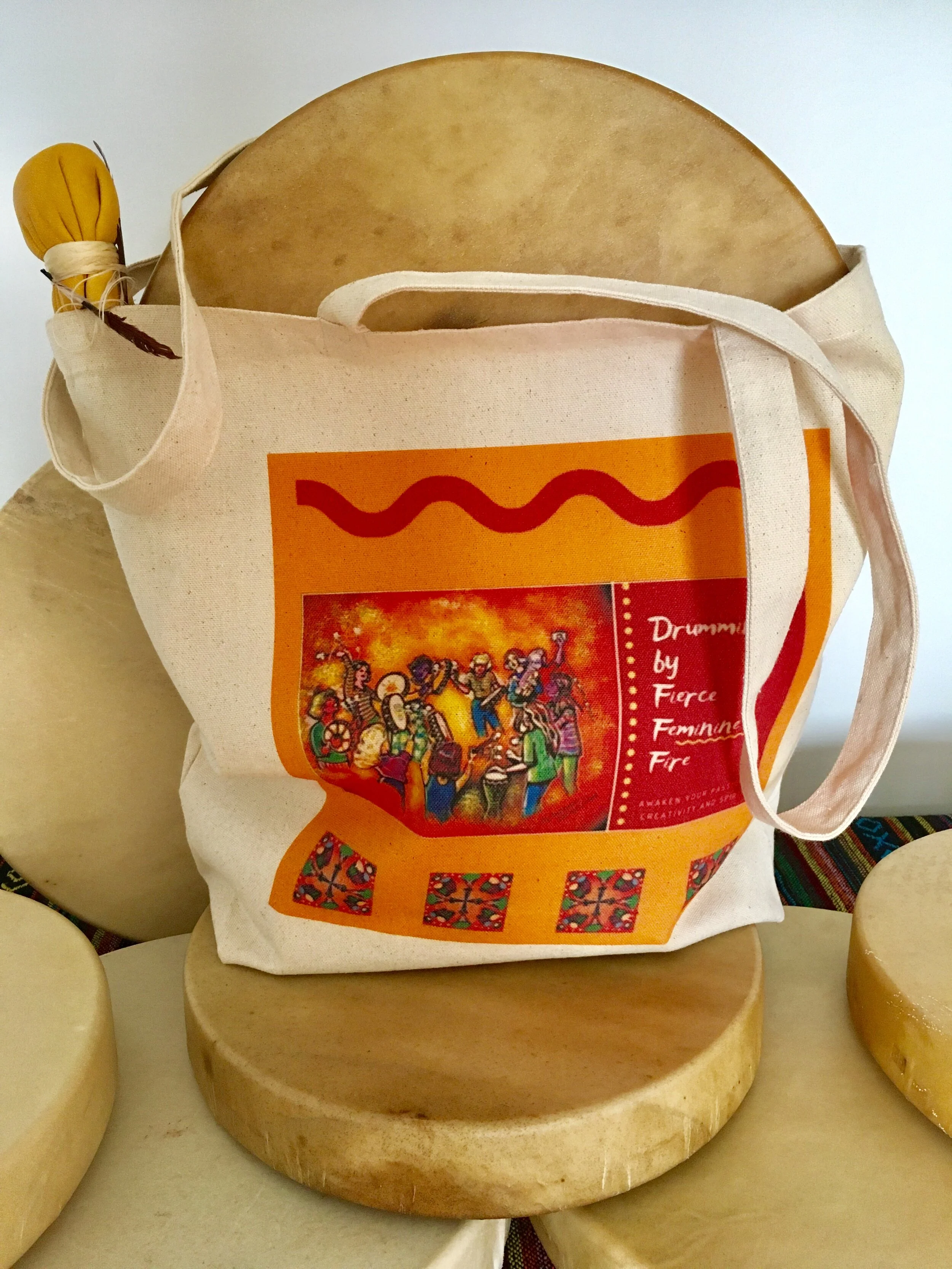 Drumming by Fierce Feminine Fire Tote Bag