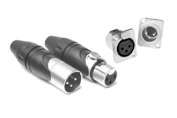 Male and Female XLR plugs with their connectors