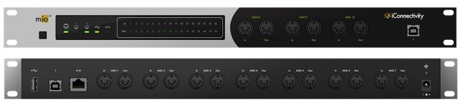 The iConnectivity mio10 MIDI interface allows for 10 MIDI DINinstruments to be connected via its front and rear panels, plsu more via USB & Ethernet.