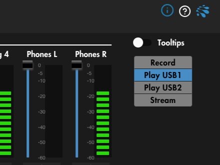  Selecting one of the “Play” options in AUDIO4c’s Auracle software puts AUDIO4c into performance configuration. Perfect for fully utilizing the inputs, outputs, and MIDI I/O in a live performance setting. 