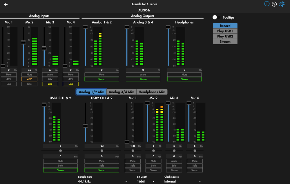 AUDIO4c - audio interface for streaming, performance, and