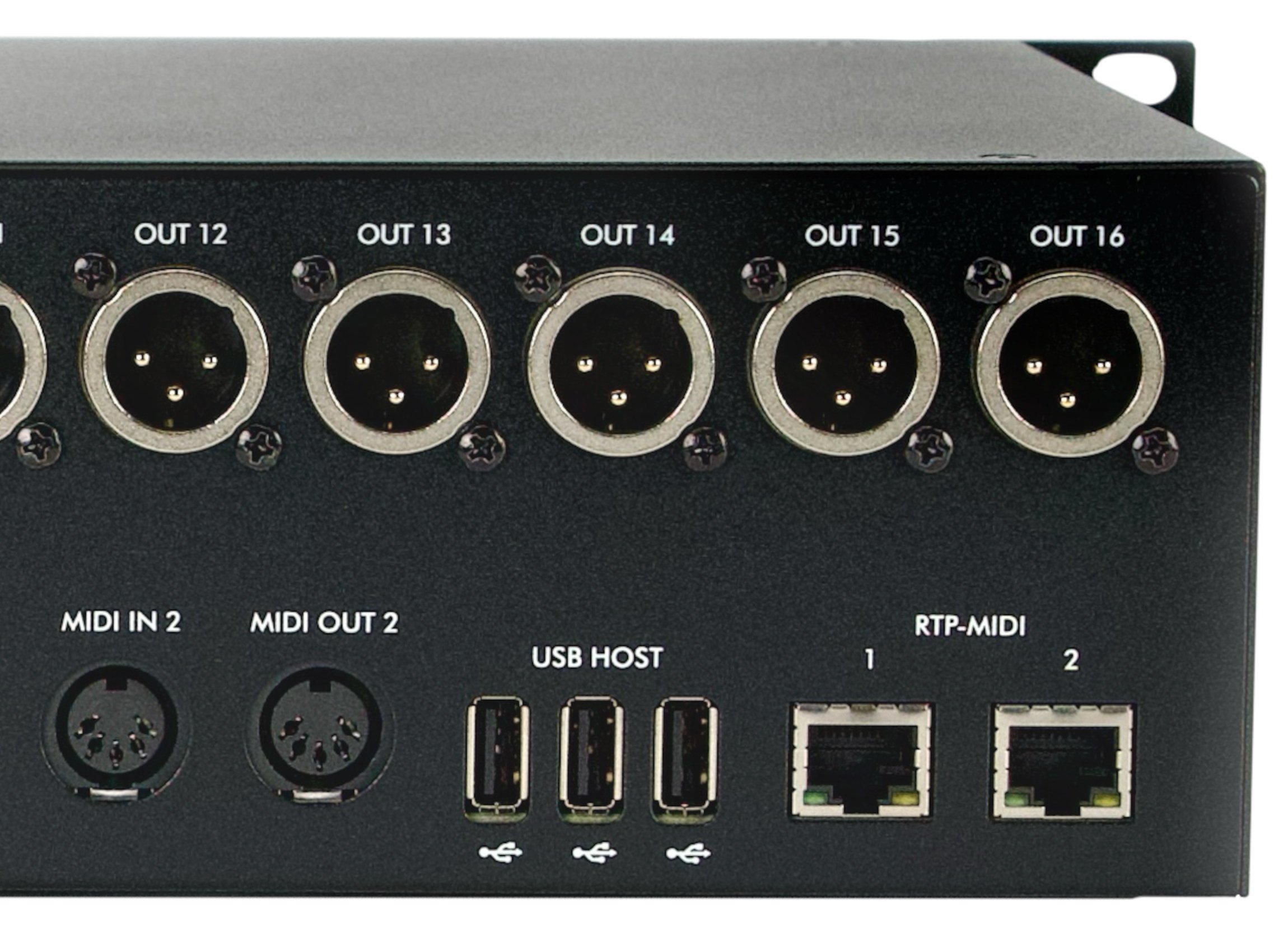  2 Ethernet RTP MIDI ports, 3 more additional USB MIDI Host ports and another pair of MIDI DIN in the rear of the interface 