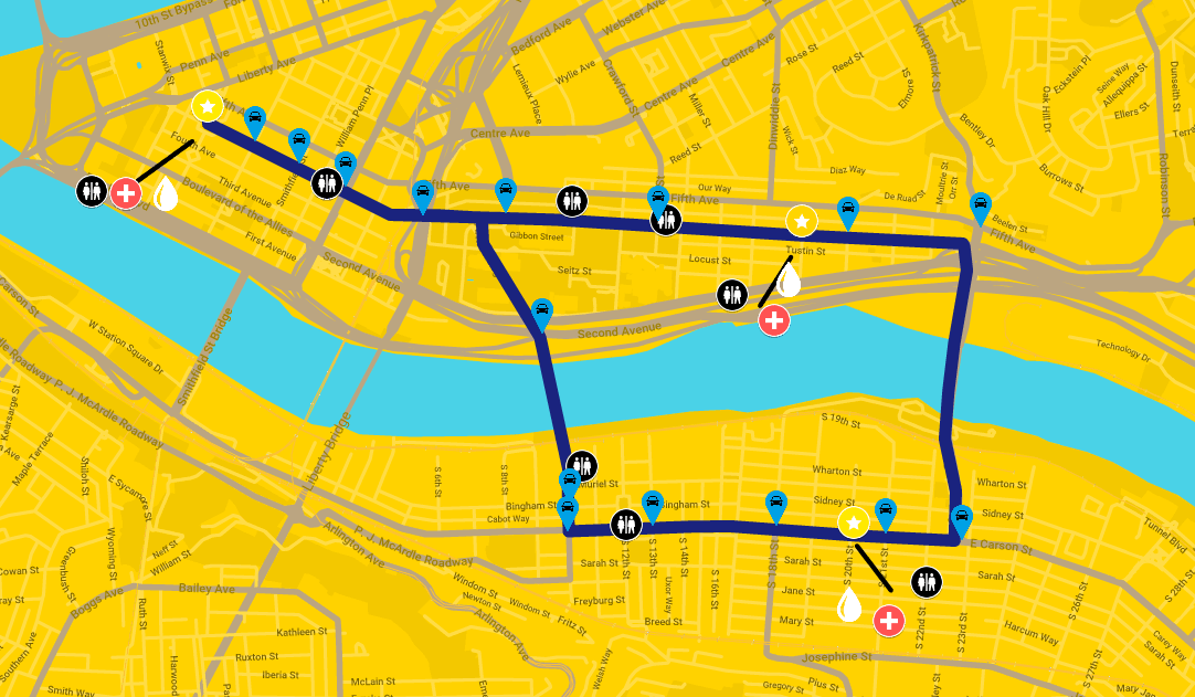OpenStreets PGH route on May 27, 2018 from 9 AM to 1 PM.