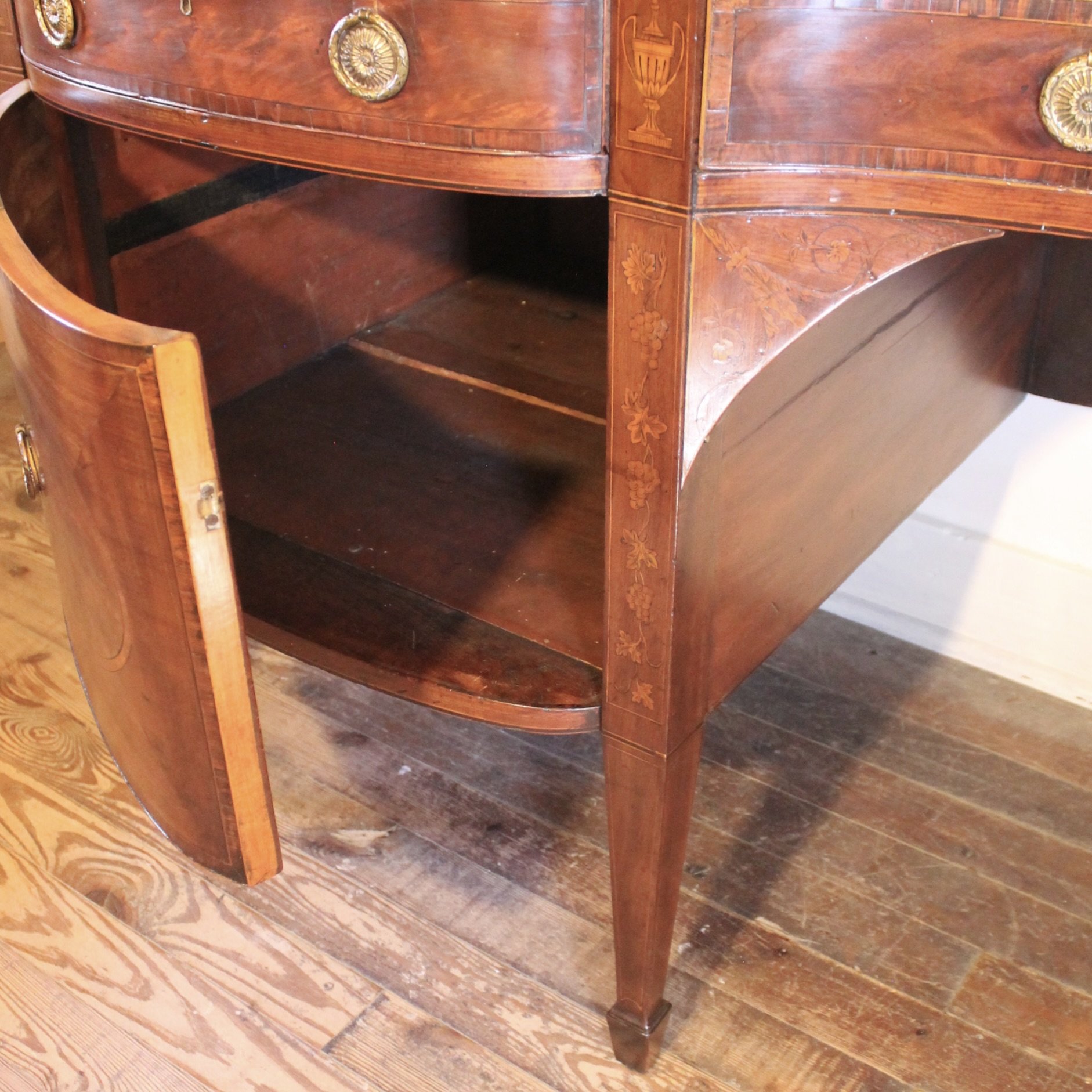 Large Georgian George III Inlaid Mahogany Sideboard