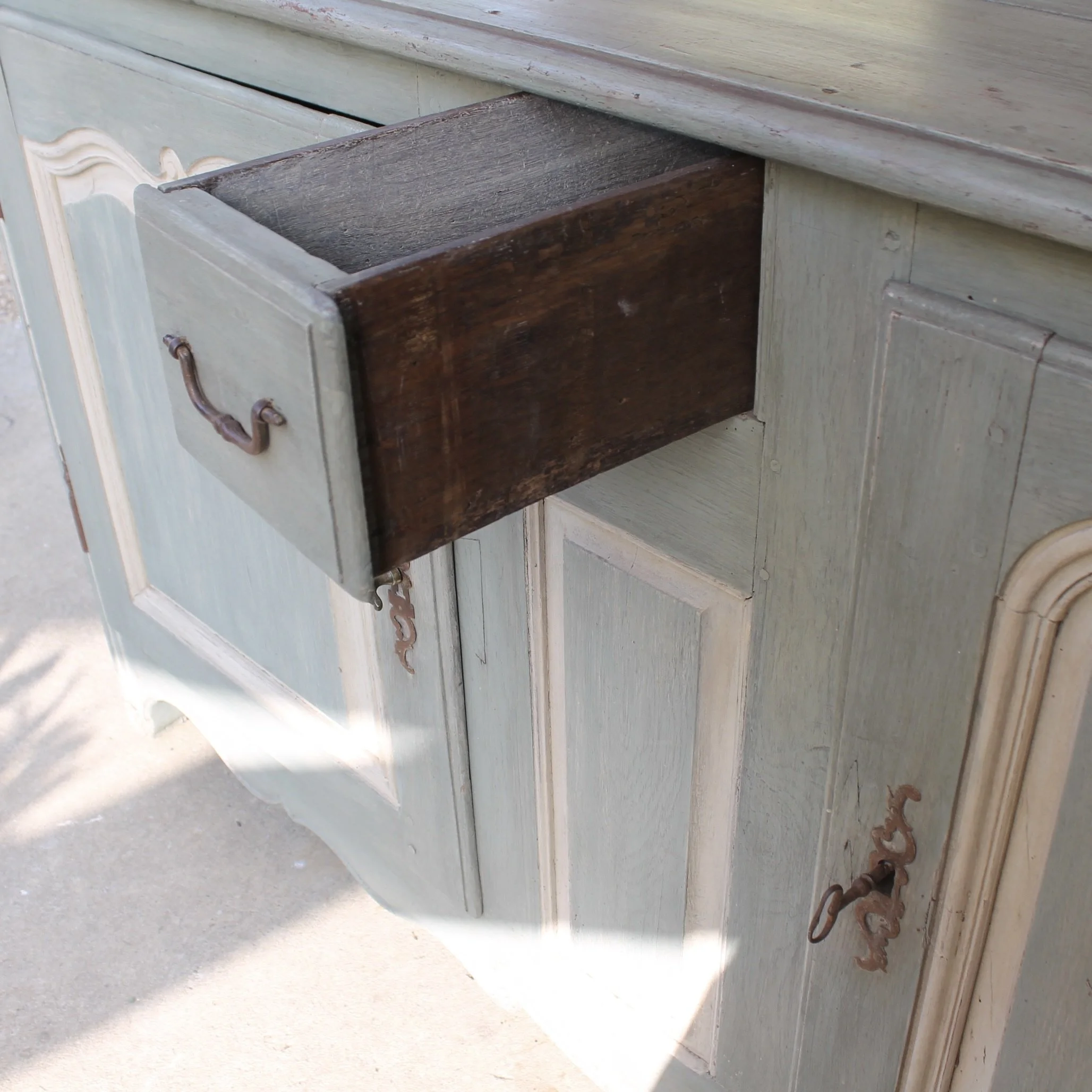 French Provincial Blue Painted Sideboard Buffet