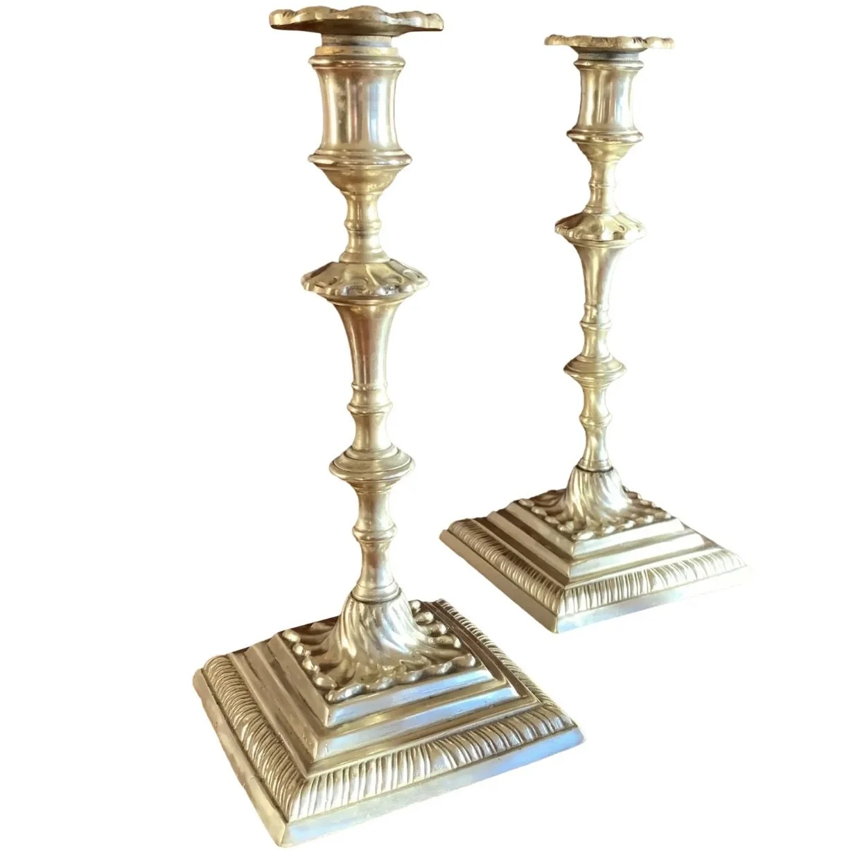 Pair Antique Georgian Brass Candlesticks