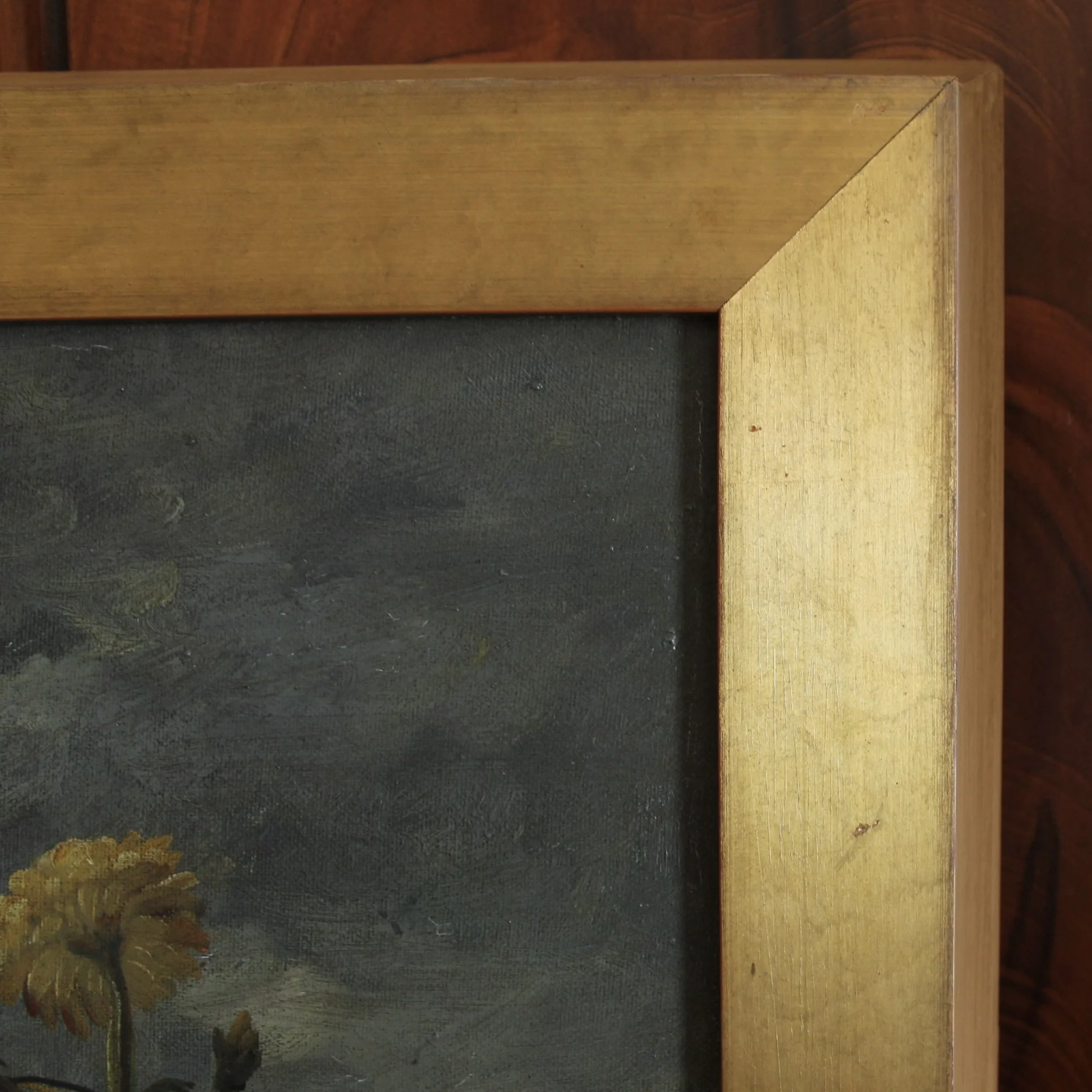 Still Life Oil on Canvas Painting: Flowers and Fruit