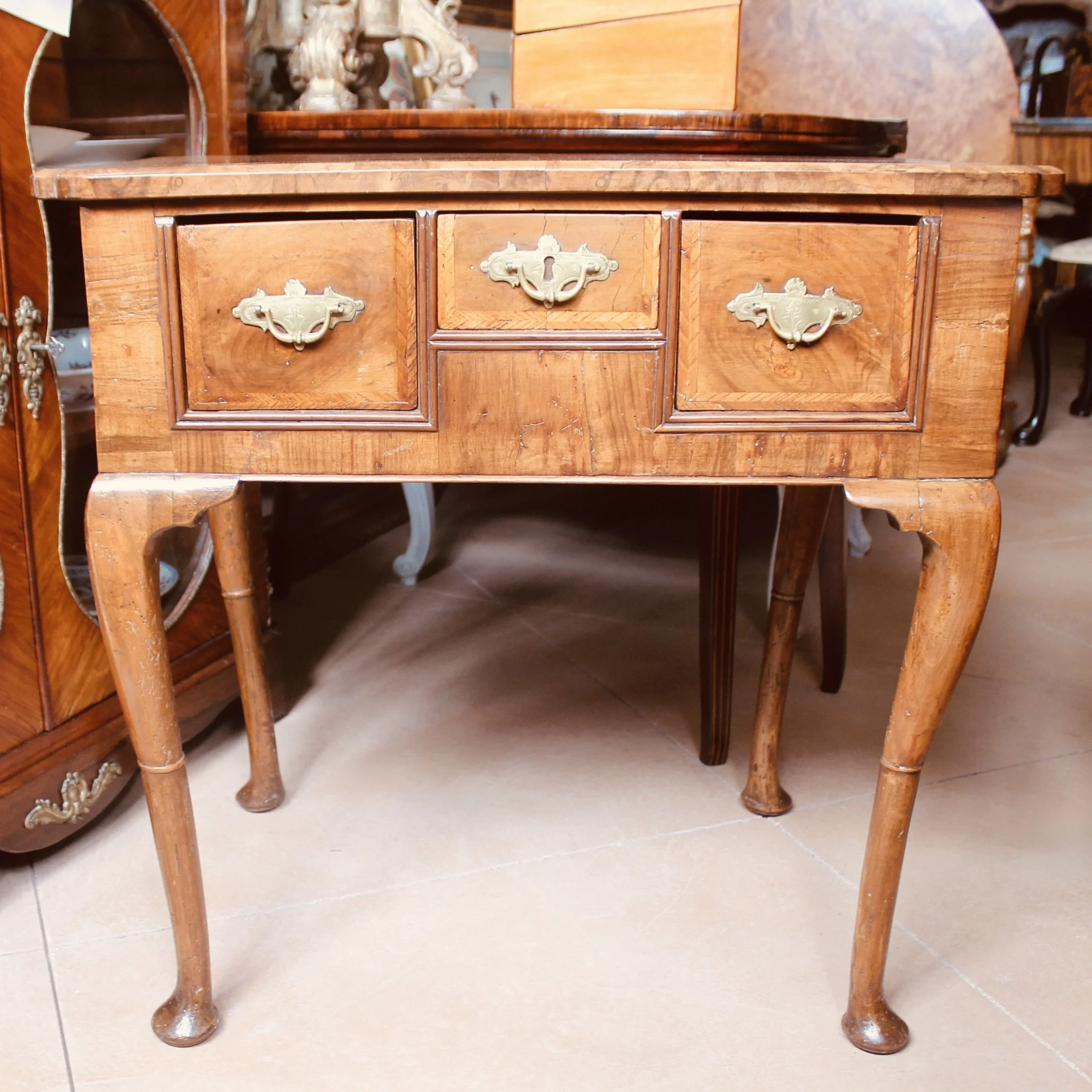 Queen Anne Period Burl Walnut Lowboy