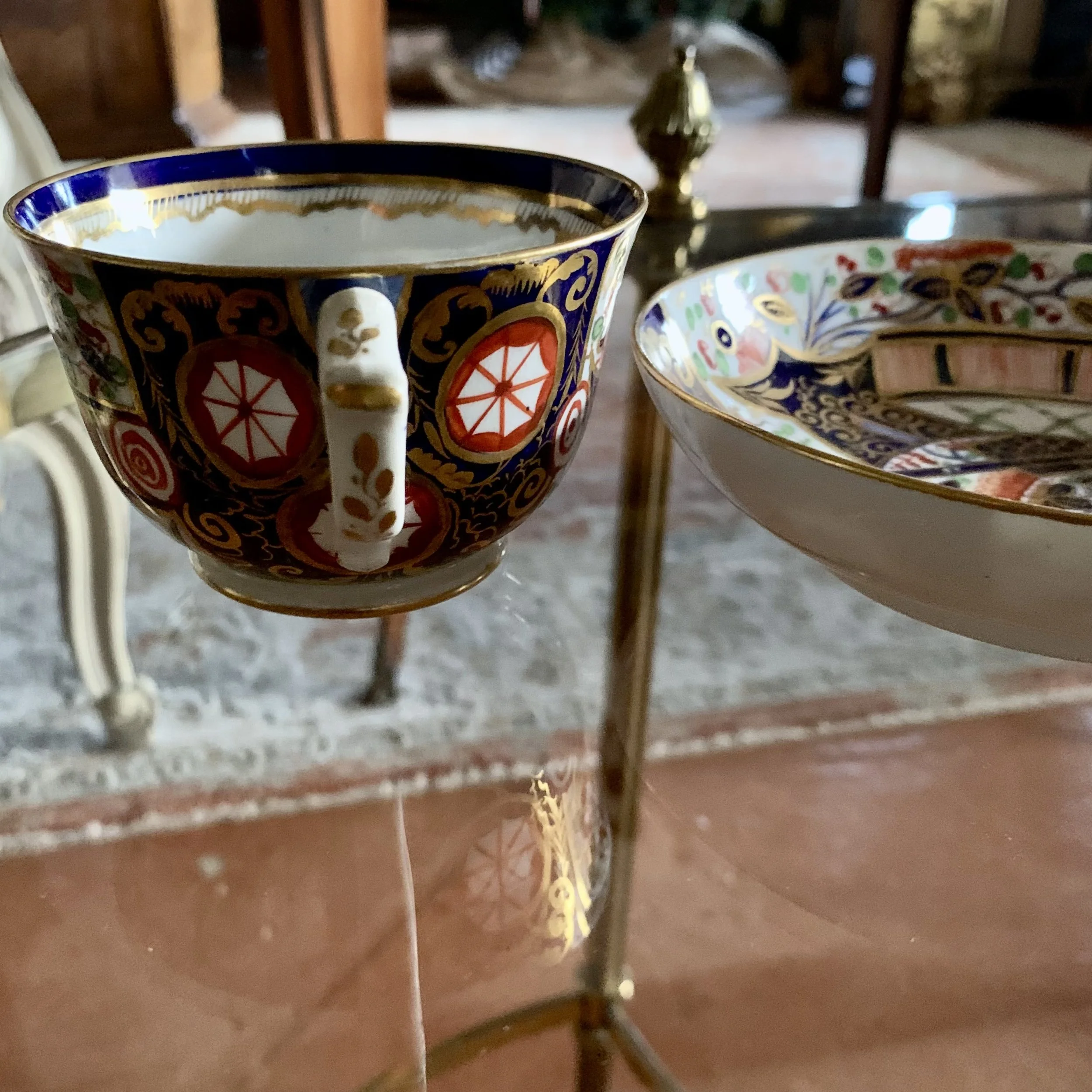 Derby Early 19th Century Gilt Imari Porcelain Cup and Saucer