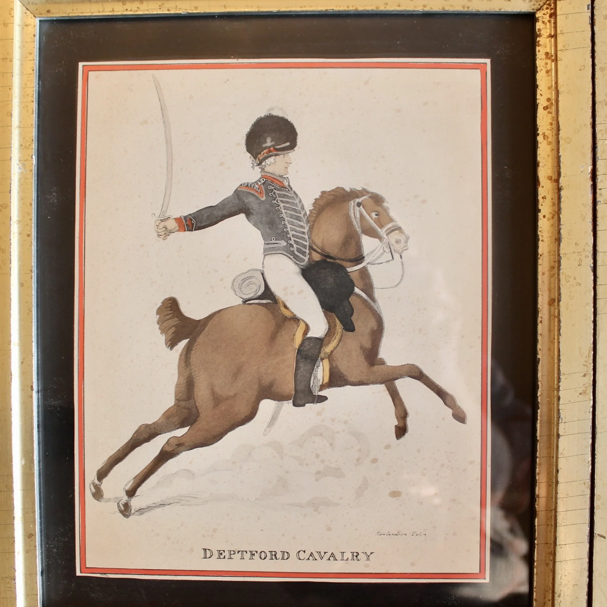 Set of Six Hand Colored Cavalry Prints by Thomas Rowlandson