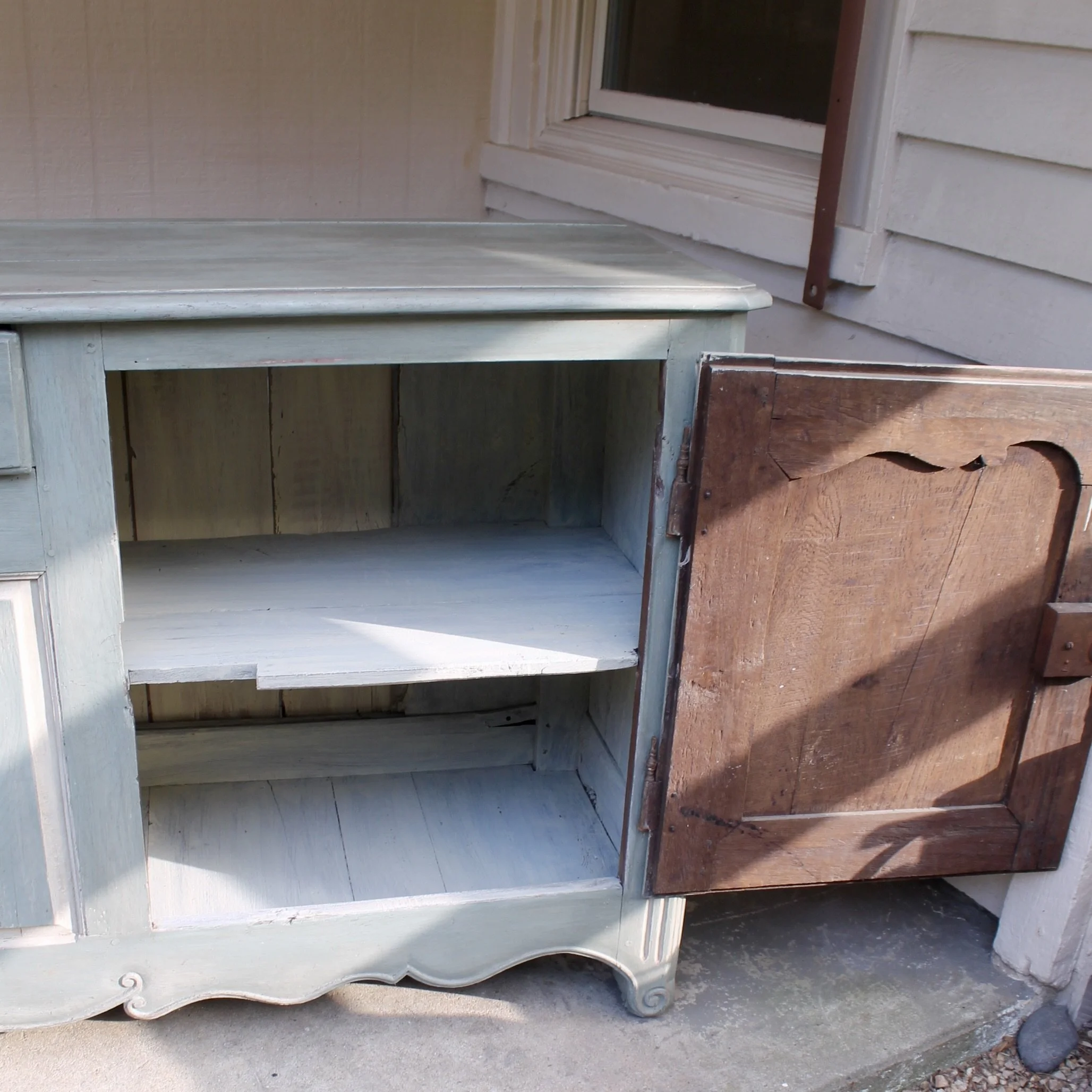 French Provincial Blue Painted Sideboard Buffet