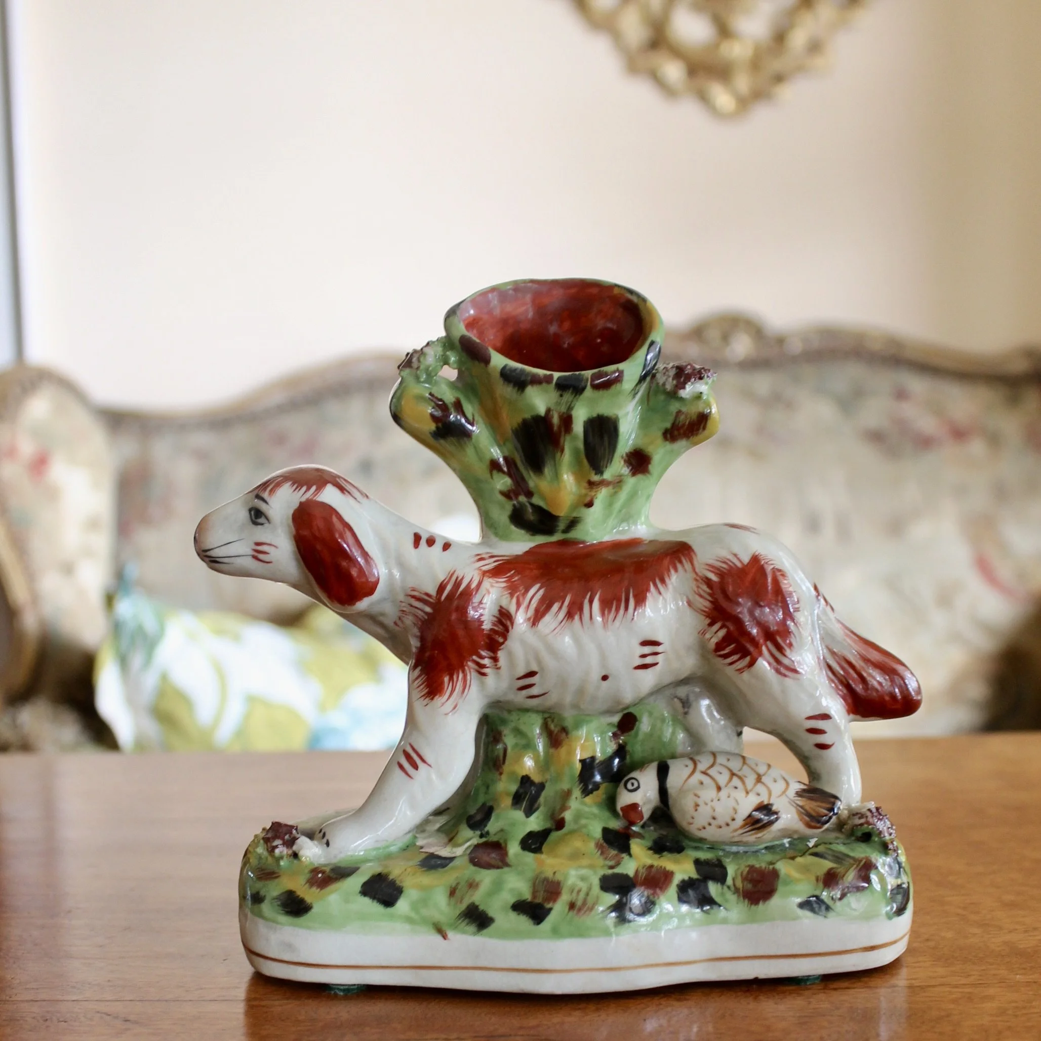 antique Staffordshire Bird Dogs