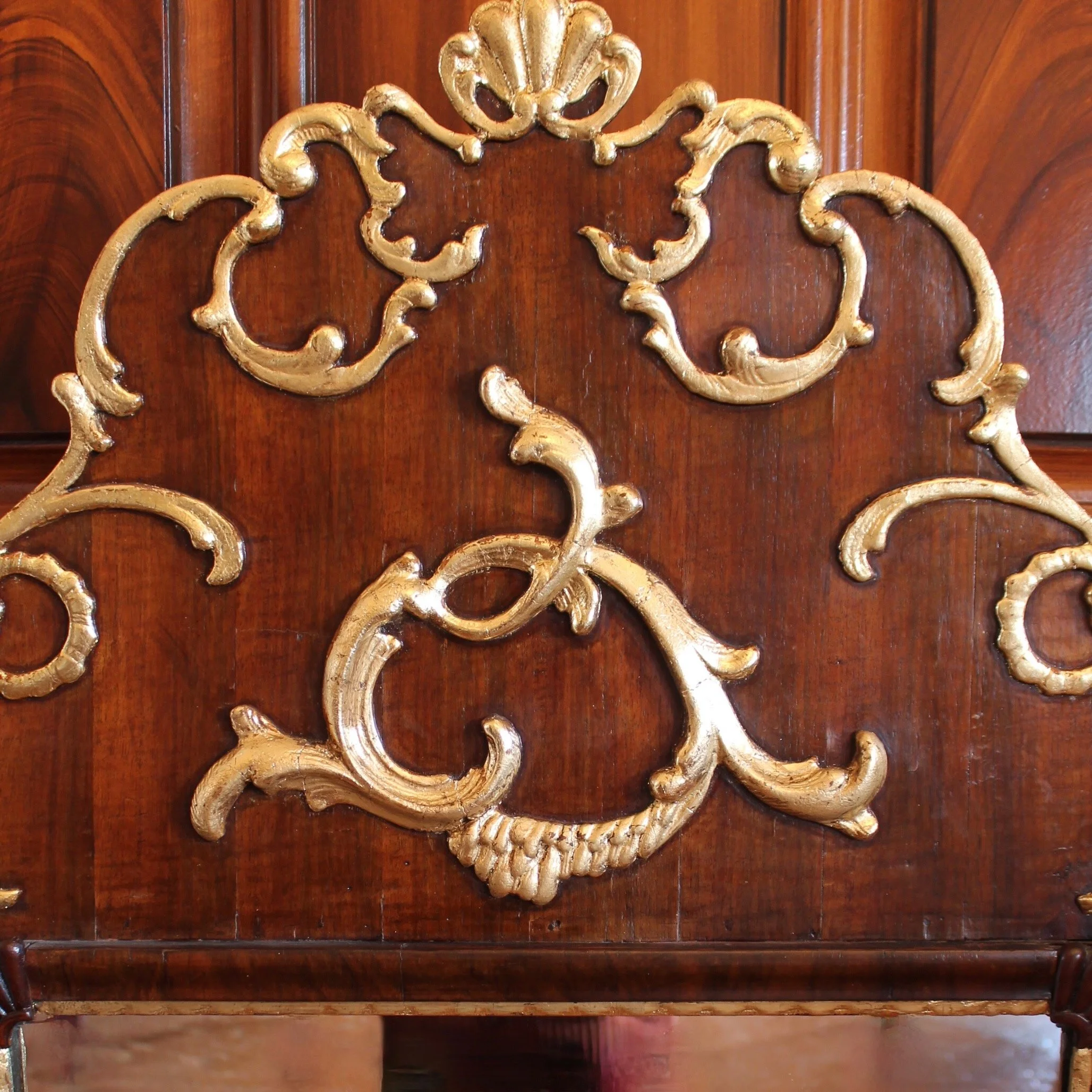 Danish-Scandinavian-Rococo-Walnut-And-Gilt-Mirror