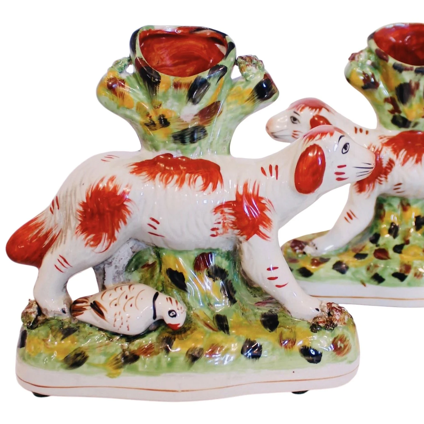 antique Staffordshire Bird Dogs