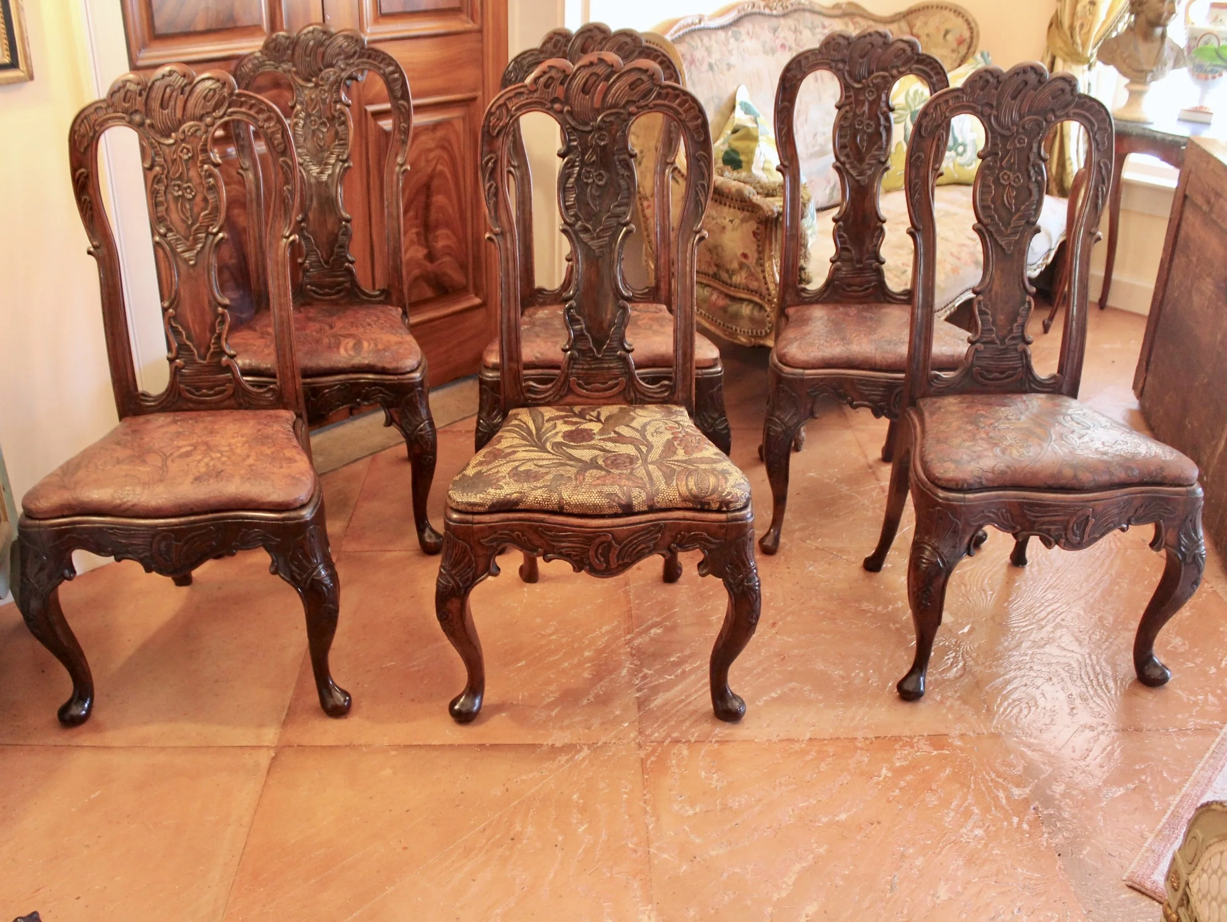 Portuguese or Spanish Rococo Dining Chairs- set of six