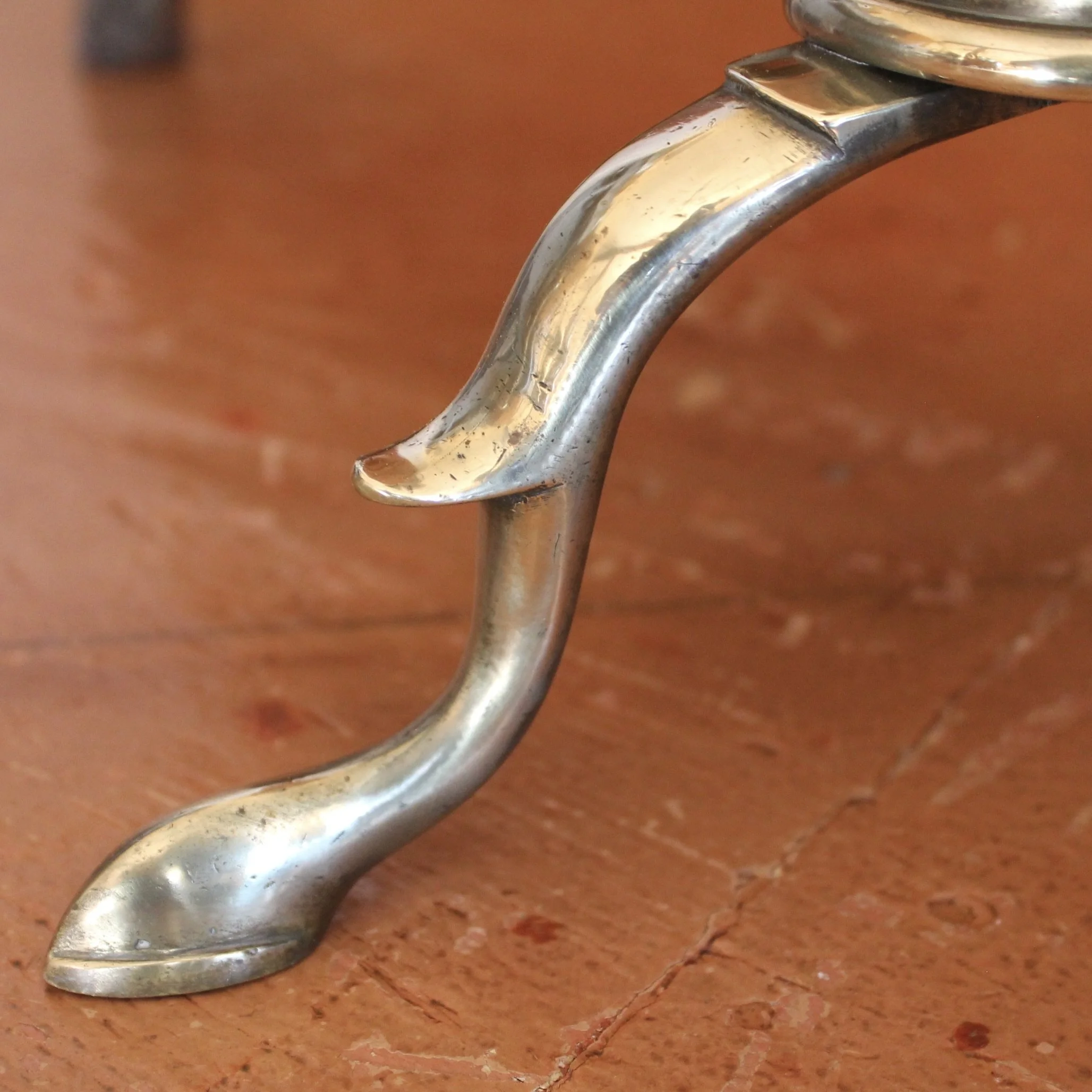 Pair of American Federal Brass Ball Topped Andirons