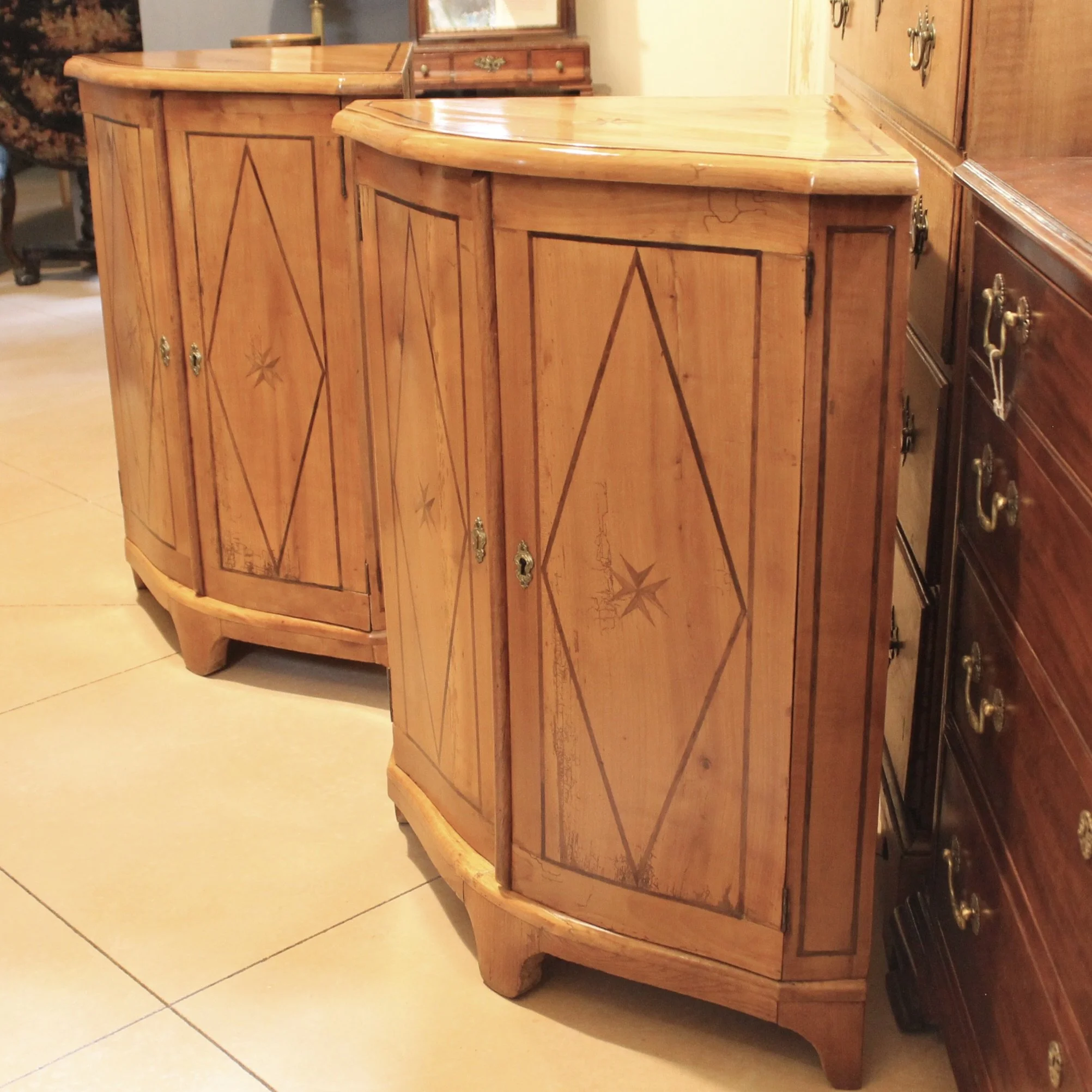Pair of Directoire Biedermeier Corner Cabinets