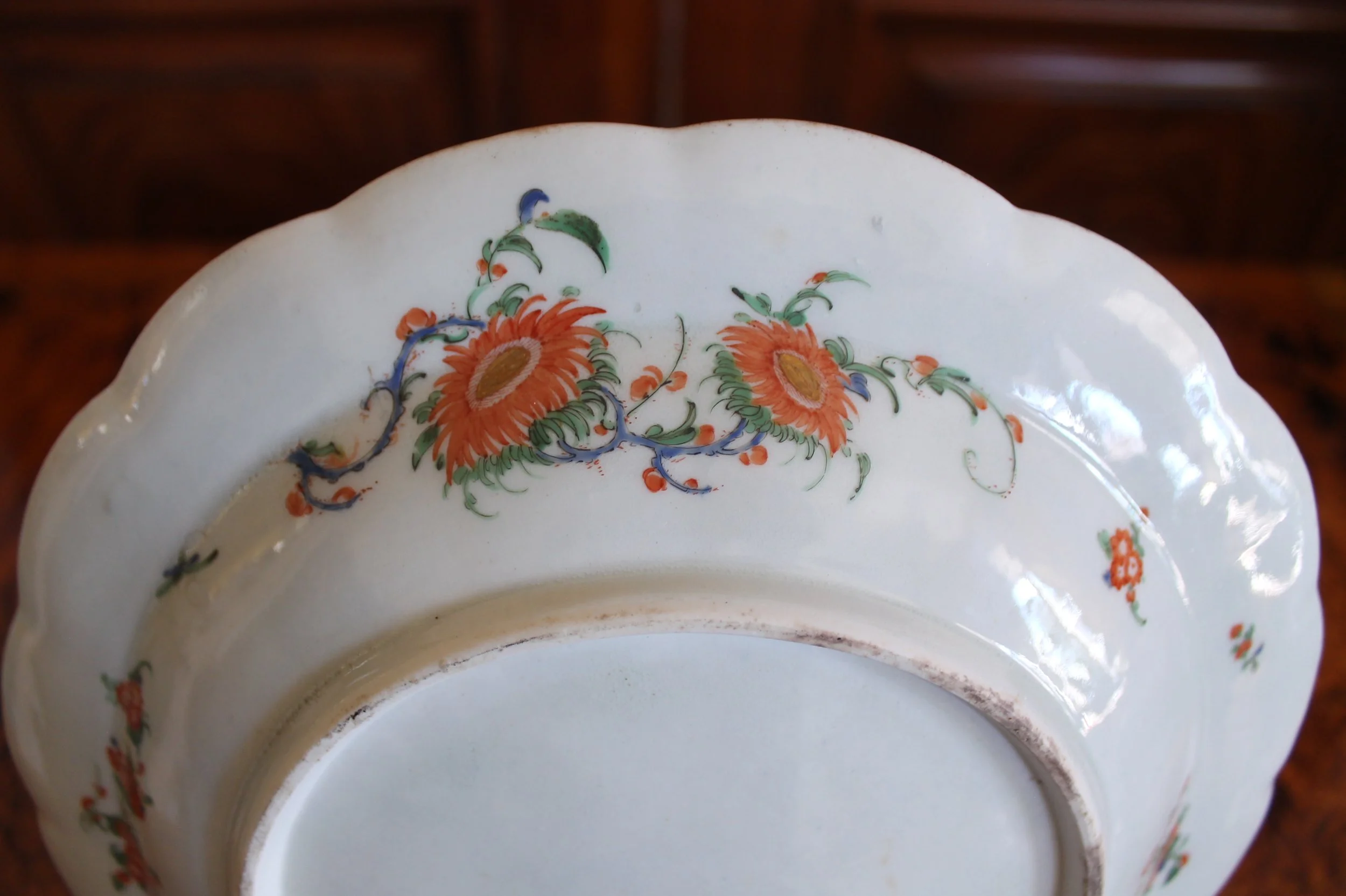 Japanese Scalloped Meiji Dish in Orange and Gold