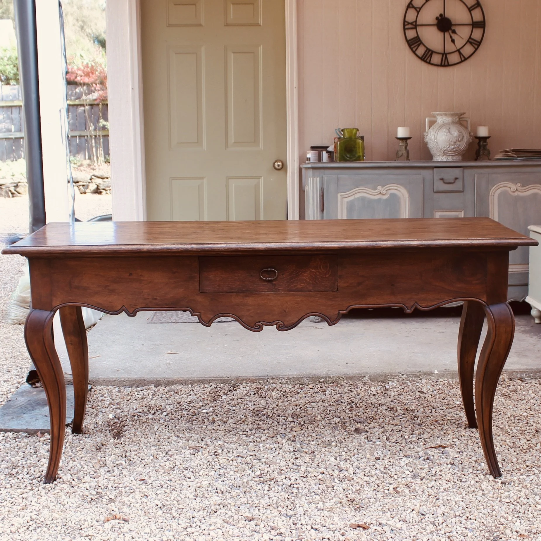 antique French oak walnut farm table