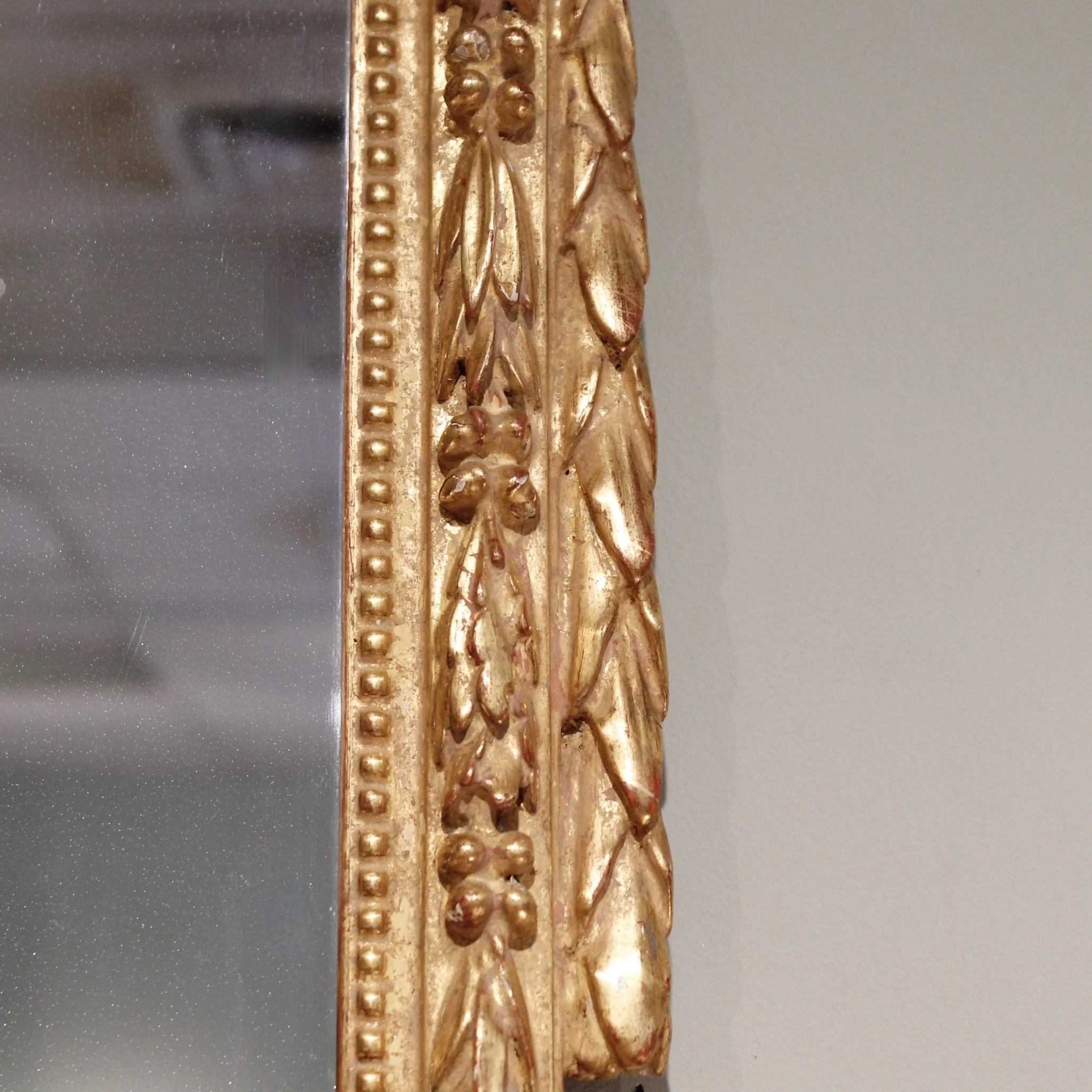 Large Italian Neoclassical Period Gilt Wood Mirror with Urn Crest