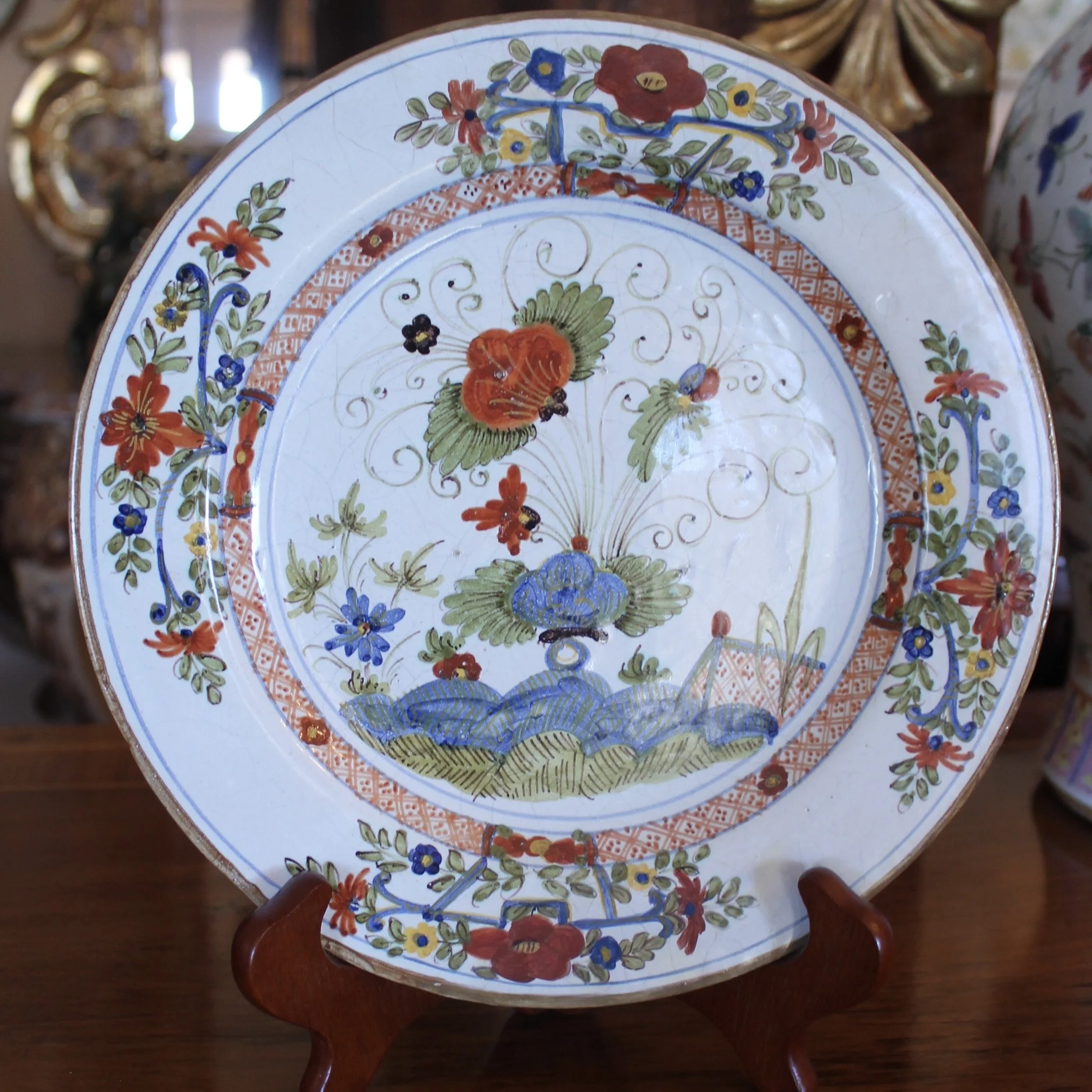 Pair of 18th Century Garofano Pattern Itlalian Faience Plates