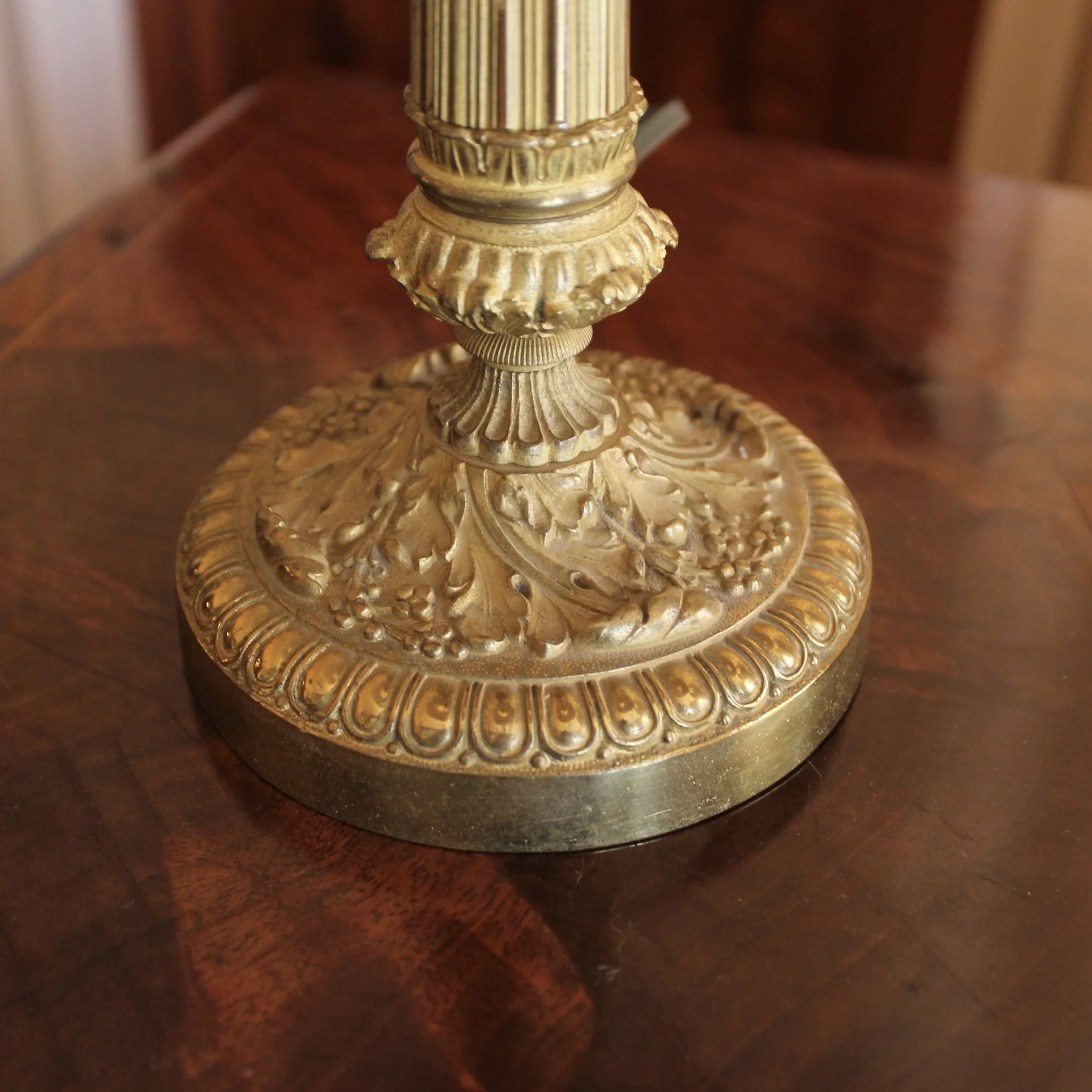 French Gilt Bronze Charles X / Empire Candlestick Lamps