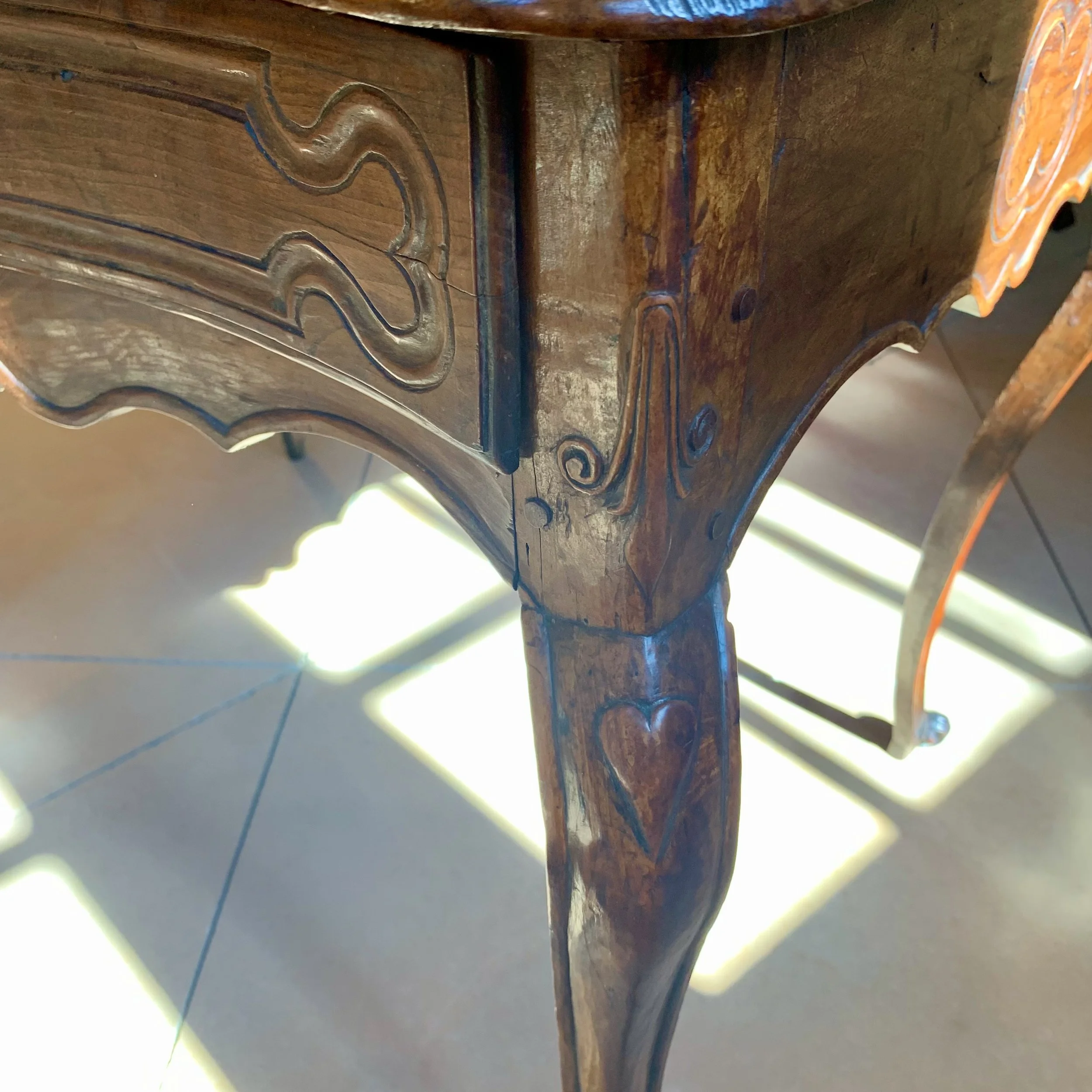 French Provincial Louis XV Period Carved Walnut Side Table