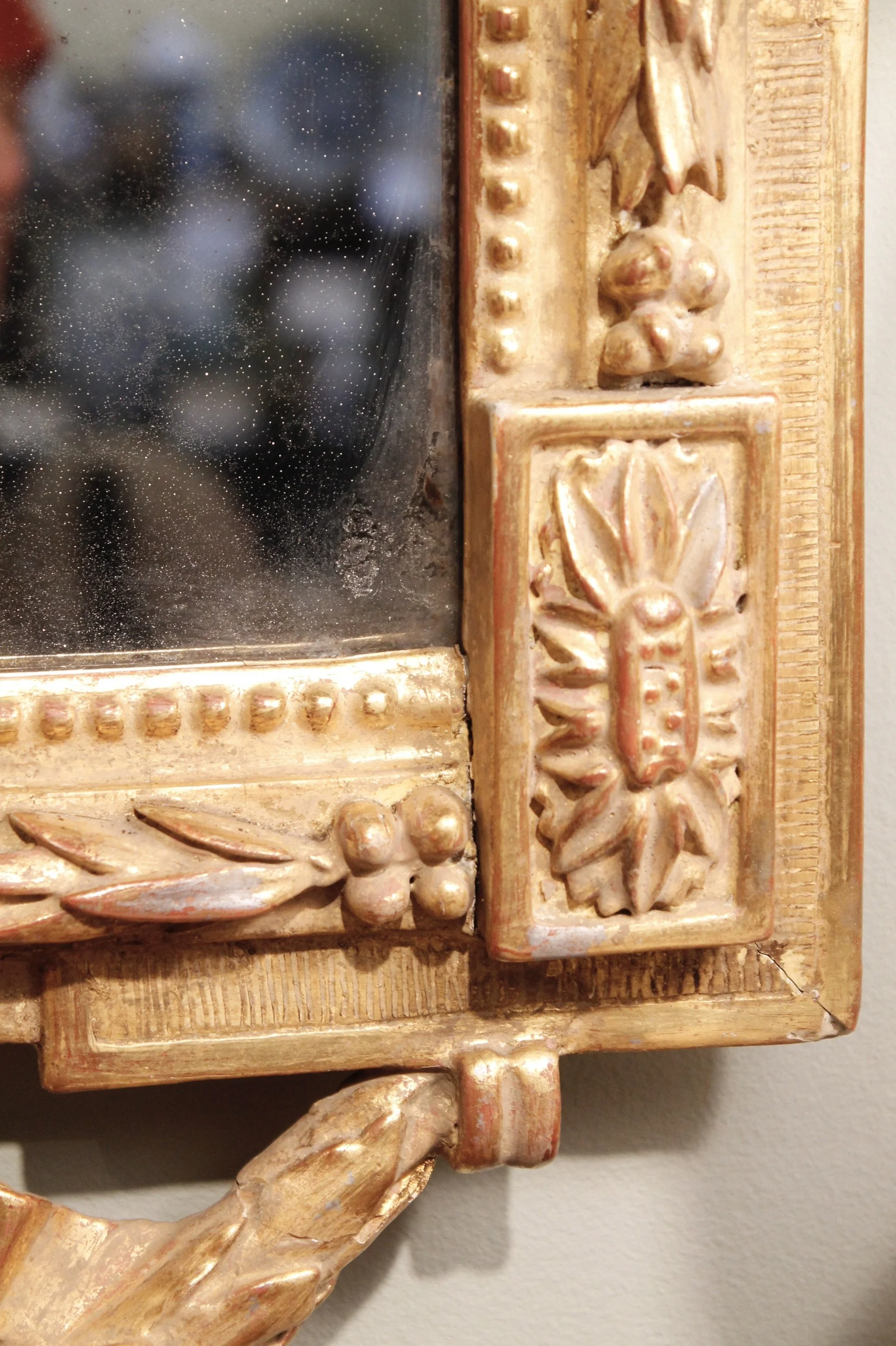 Large Italian Neoclassical Period Gilt Wood Mirror with Urn Crest