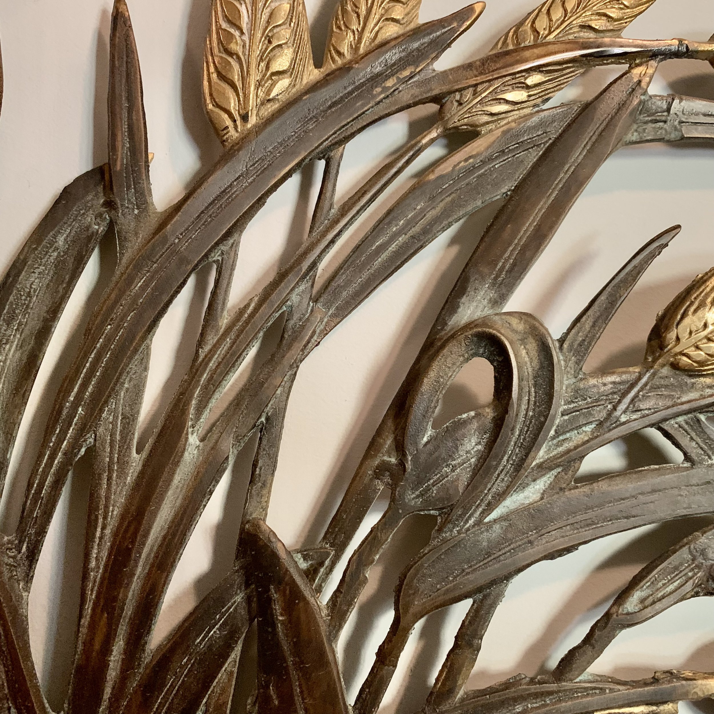 Brass Wheat Motif Wall Ornament