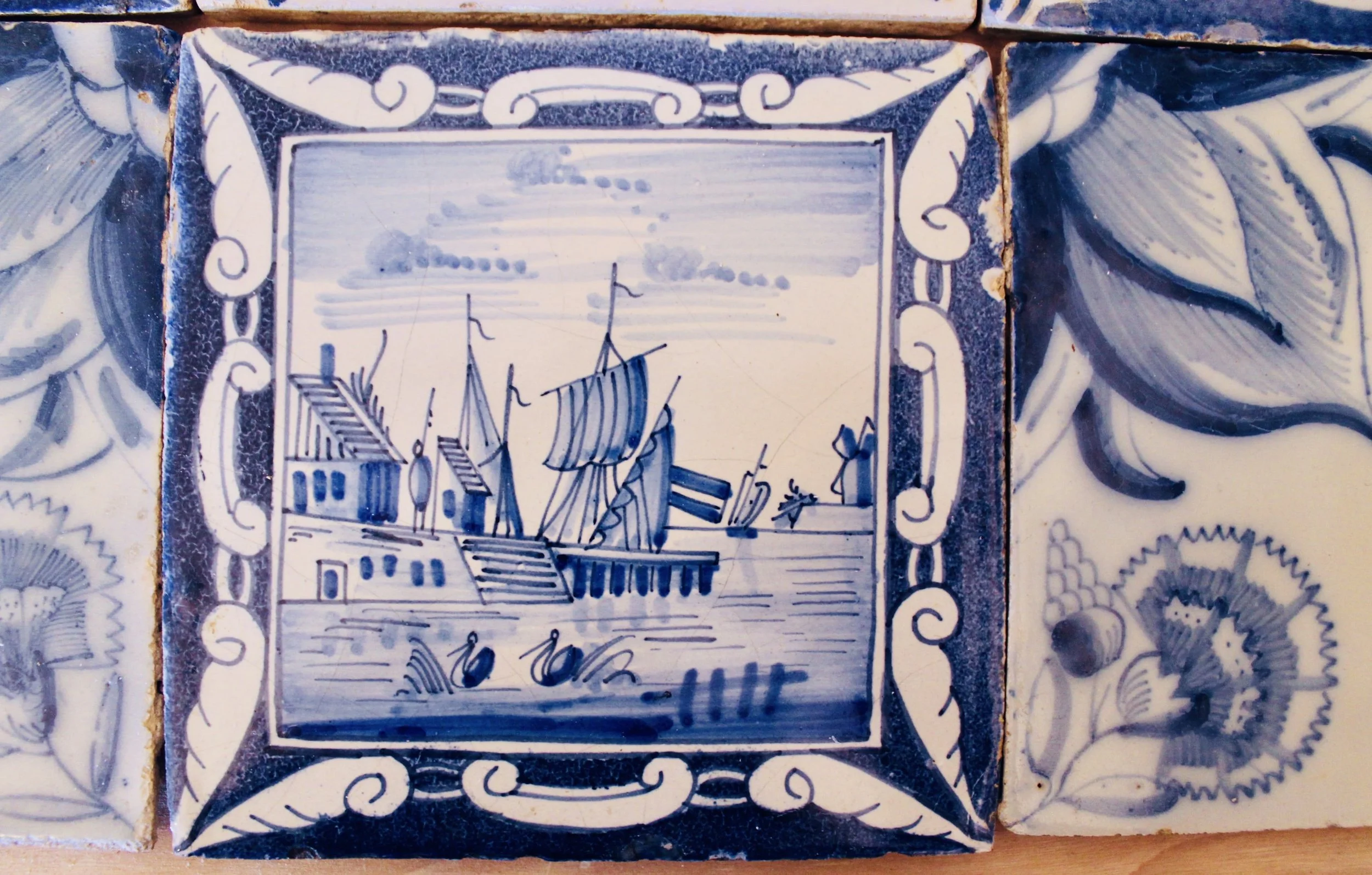 Antique Delftware Tile Collection: Nine Tiles