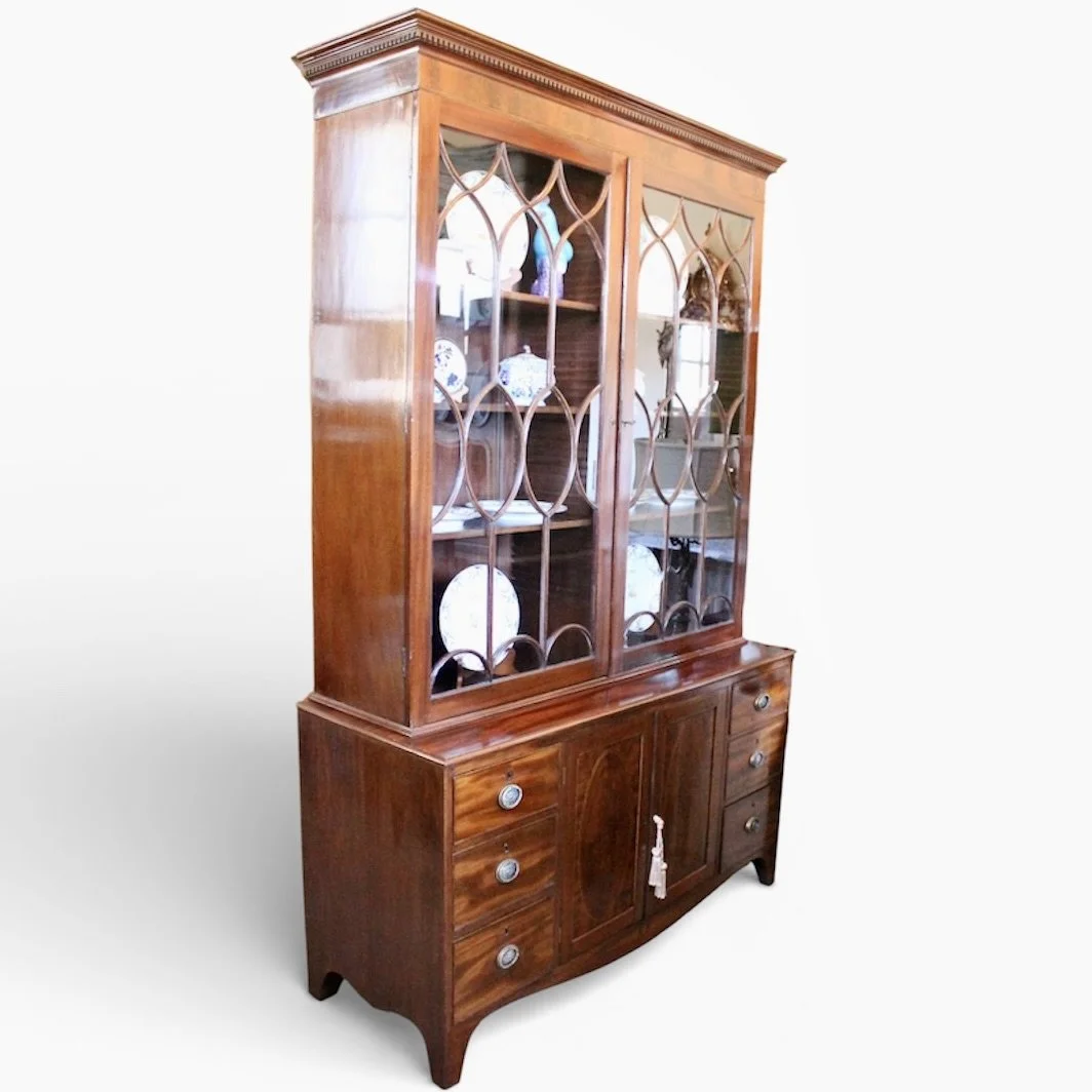 Georgian English Mahogany Glass Front Bookcase