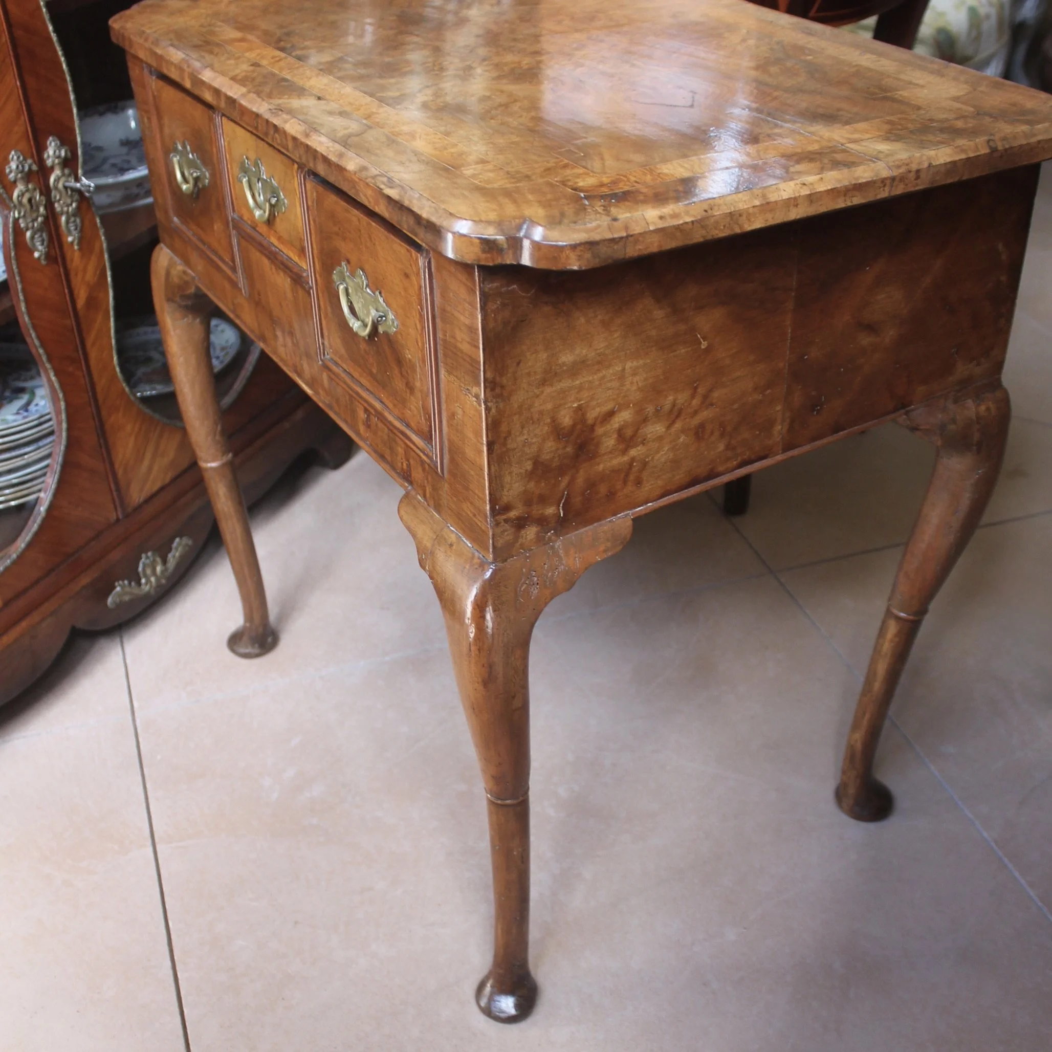 Queen Anne Period Burl Walnut Lowboy