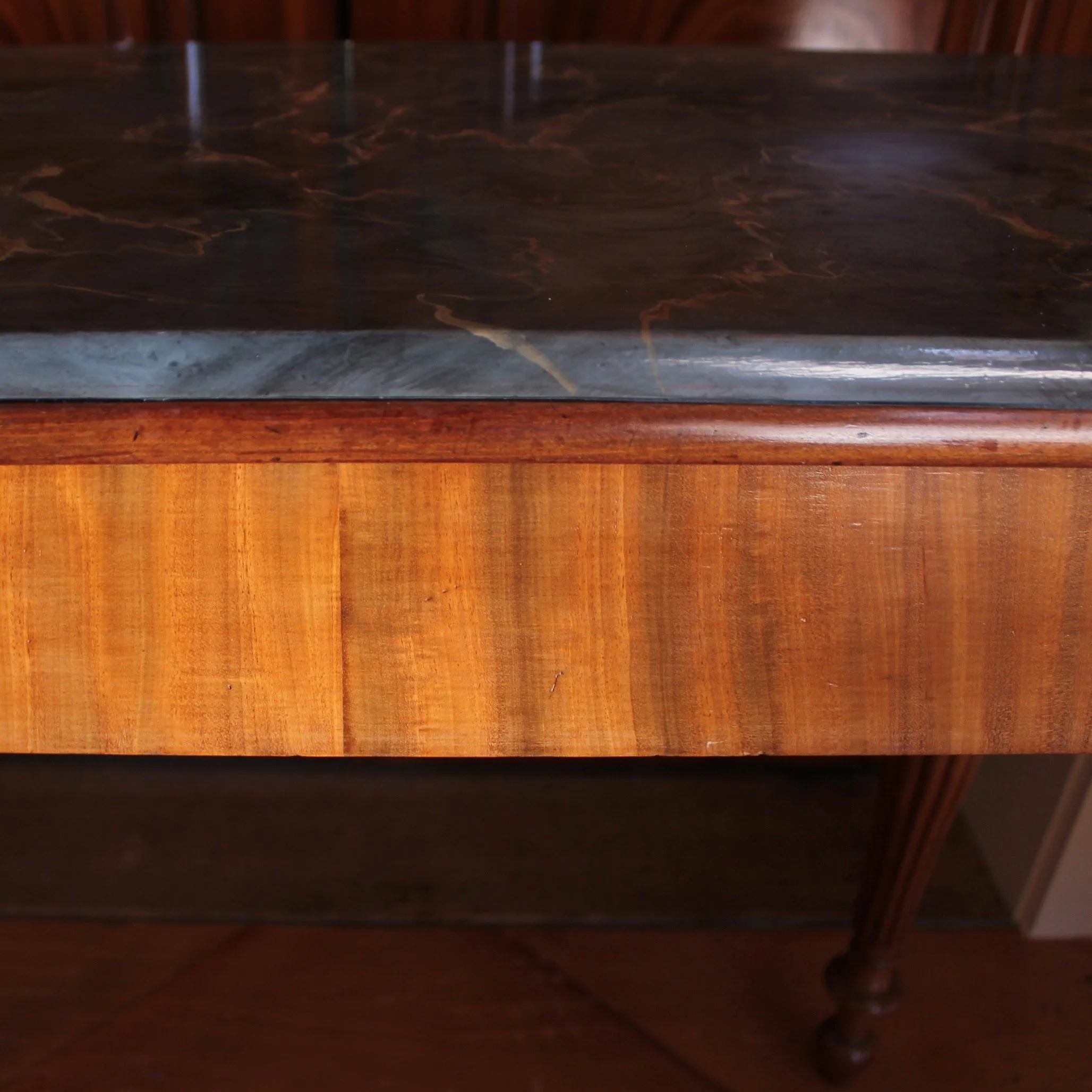 French-Faux-Marble-Top-Painted-Mahogany-Console-Table-Game-Table-detail