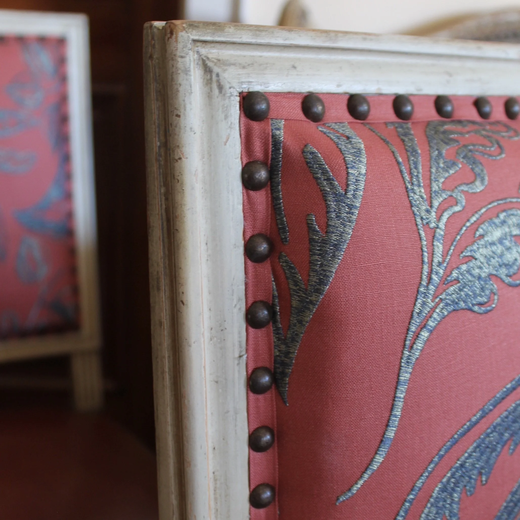 Set of Six French Painted Dining Chairs, Louis XVI Style