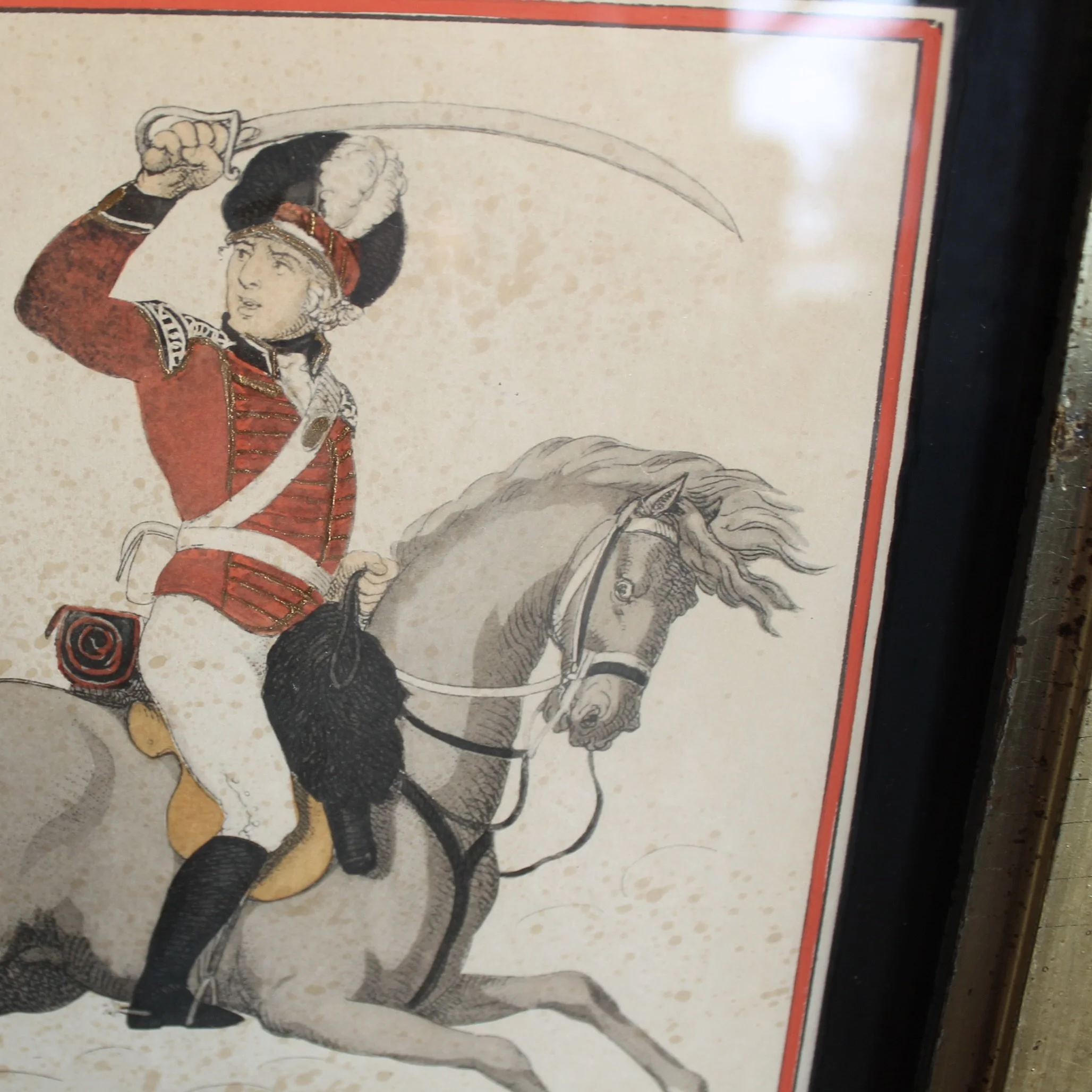 Set of Six Hand Colored Cavalry Prints by Thomas Rowlandson