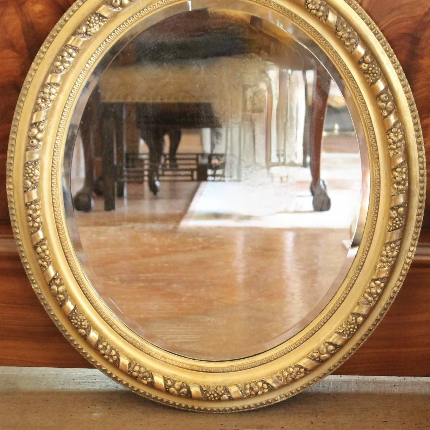 Oval Gilded Antique French Mirror