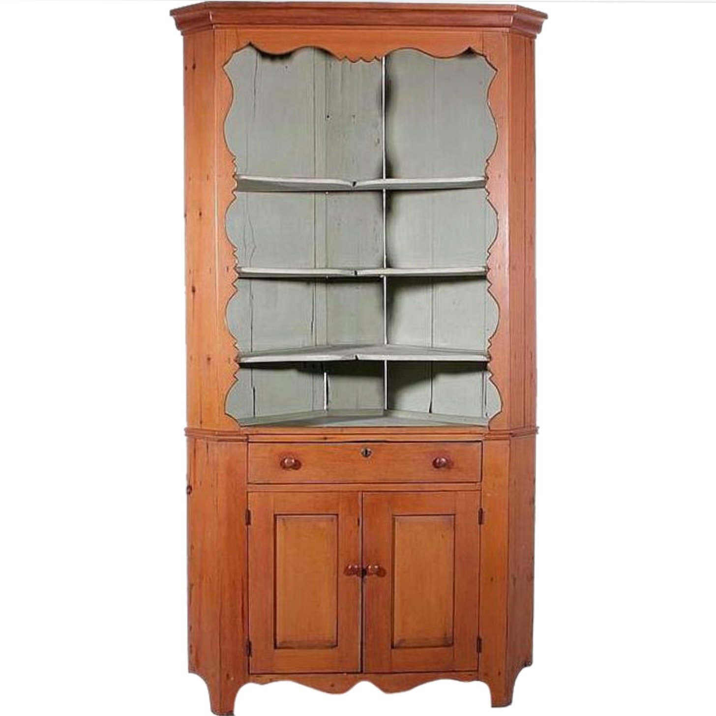 Pennsylvania Pine Open Front Corner Cupboard, 19th Century