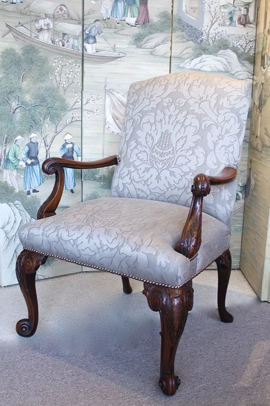 Pair of English Gainsborough Style Library Armchairs
