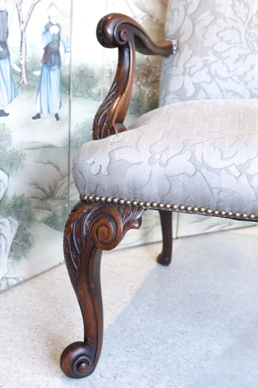 Pair of English Gainsborough Style Library Armchairs