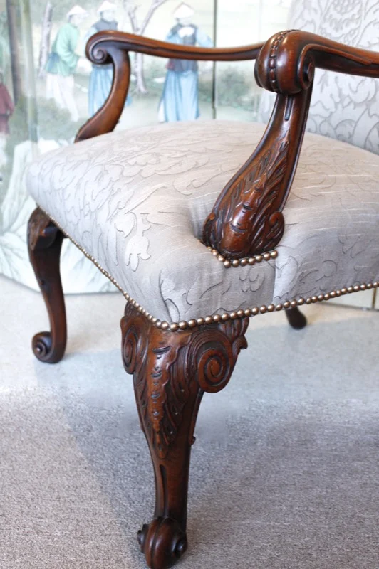 Pair of English Gainsborough Style Library Armchairs
