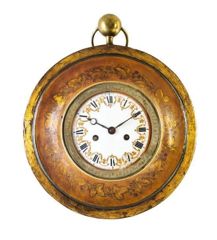 Charles X Painted and Gilded Tôle Clock