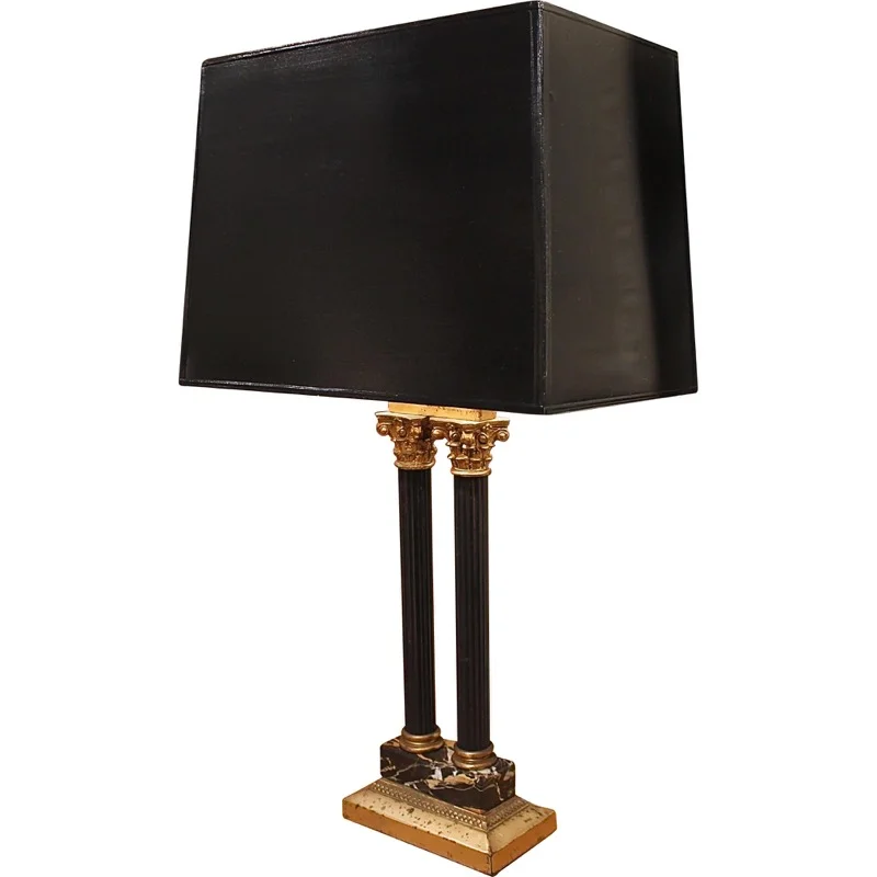 Italian Double Column Lamp with Tôle Shade
