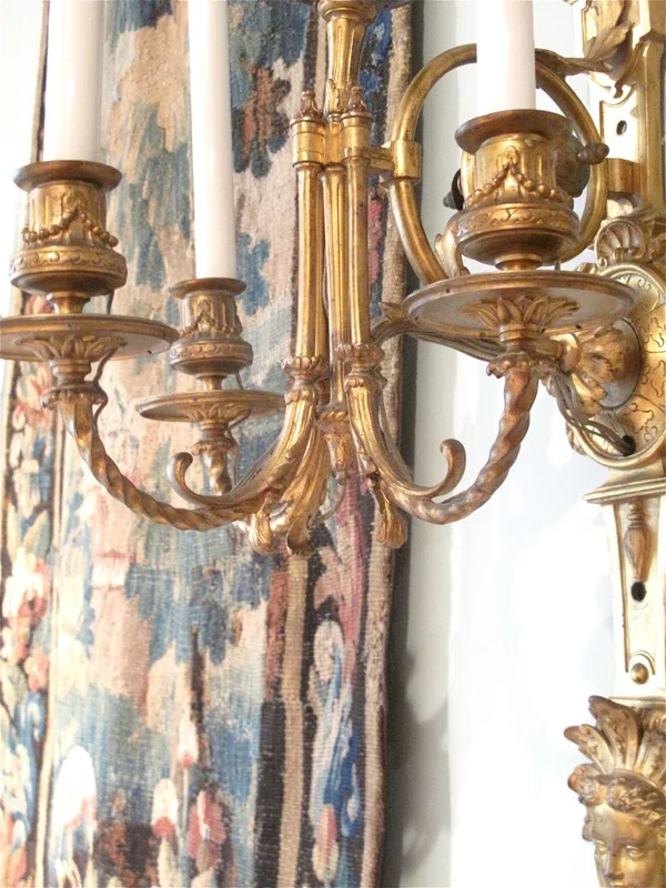 Pair of French Régence Style Gilt Bronze Sconces